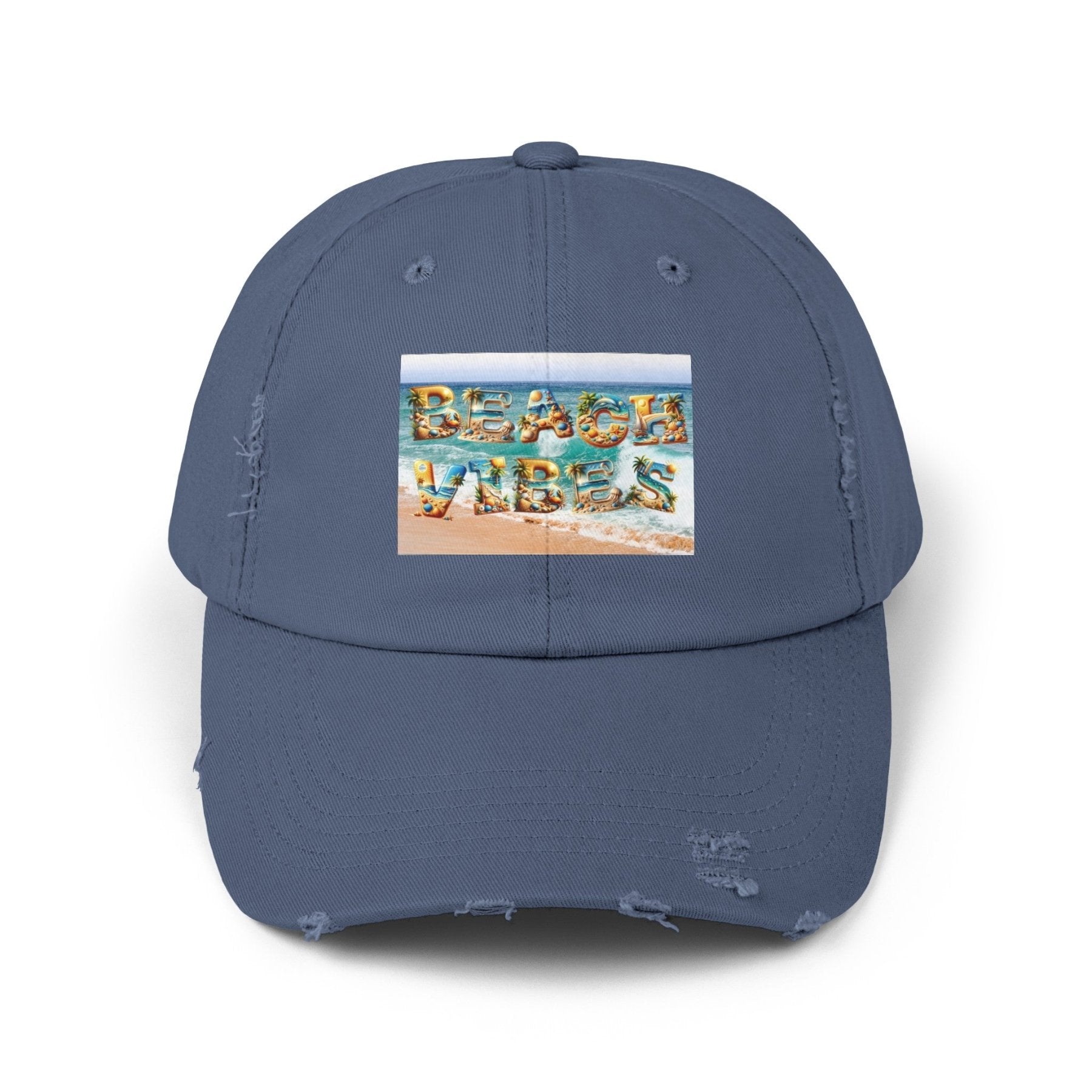 Beach Vibes, Unisex Distressed Cap - Janlyn's Crafts