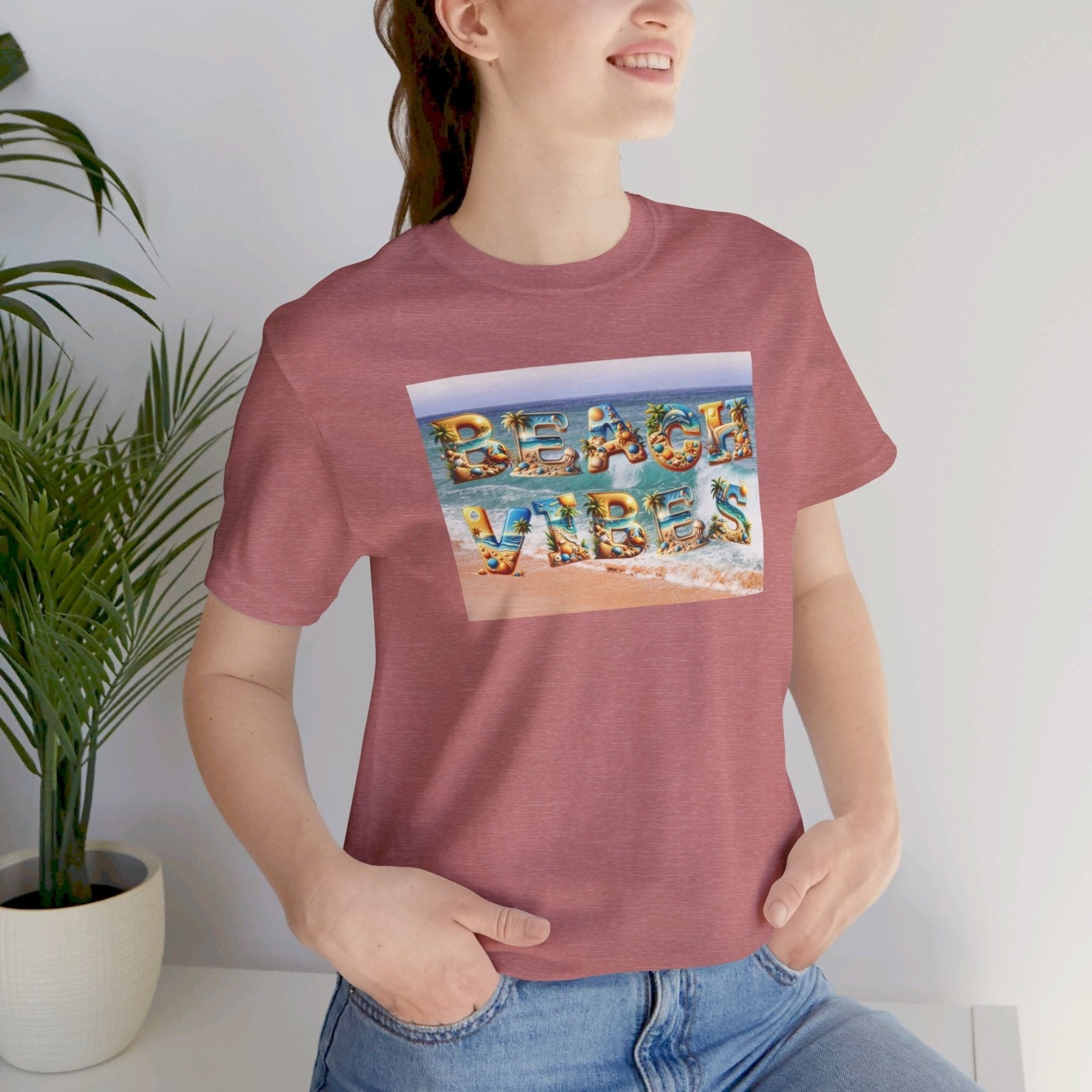 Beach Vibes, Unisex Jersey Short Sleeve Tee - Janlyn's Crafts