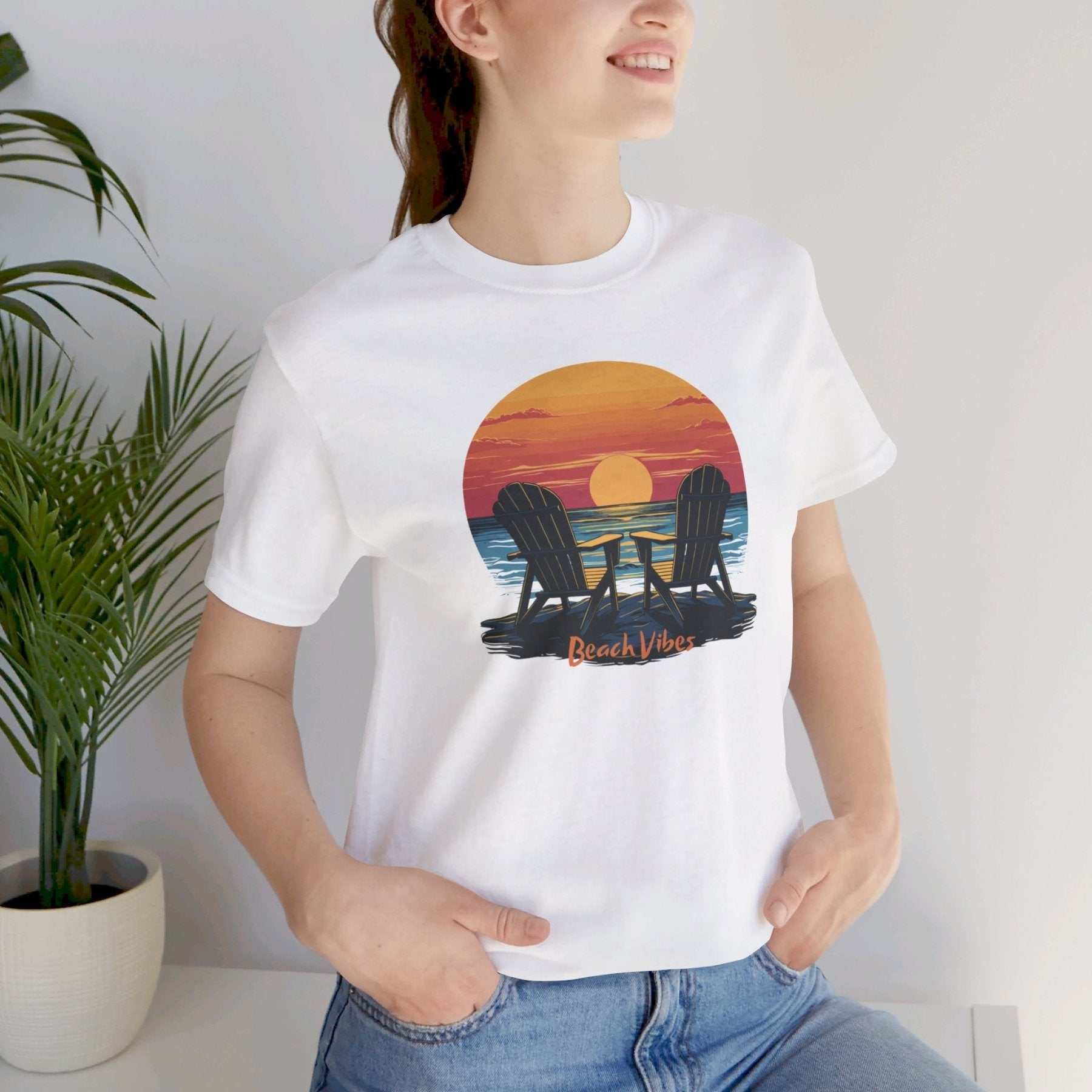 Beach Vibes, Unisex Jersey Short Sleeve Tee - Janlyn's Crafts