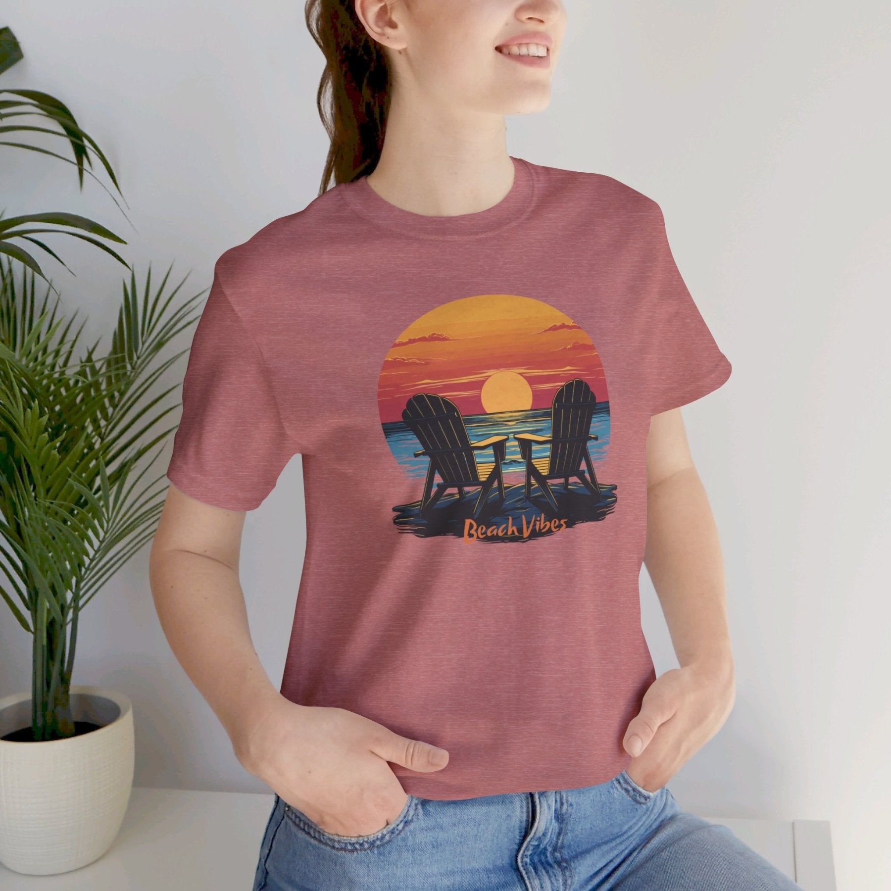 Beach Vibes, Unisex Jersey Short Sleeve Tee - Janlyn's Crafts