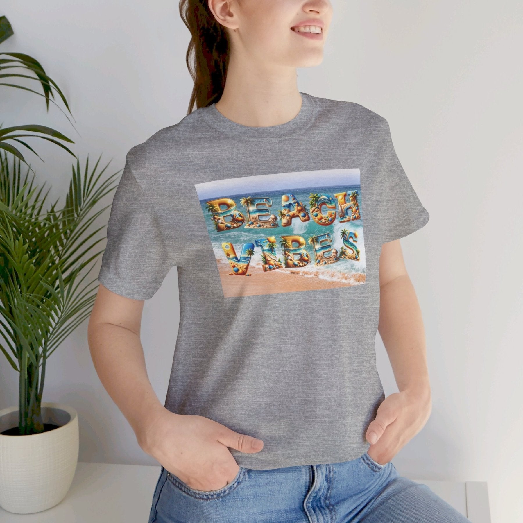 Beach Vibes, Unisex Jersey Short Sleeve Tee - Janlyn's Crafts