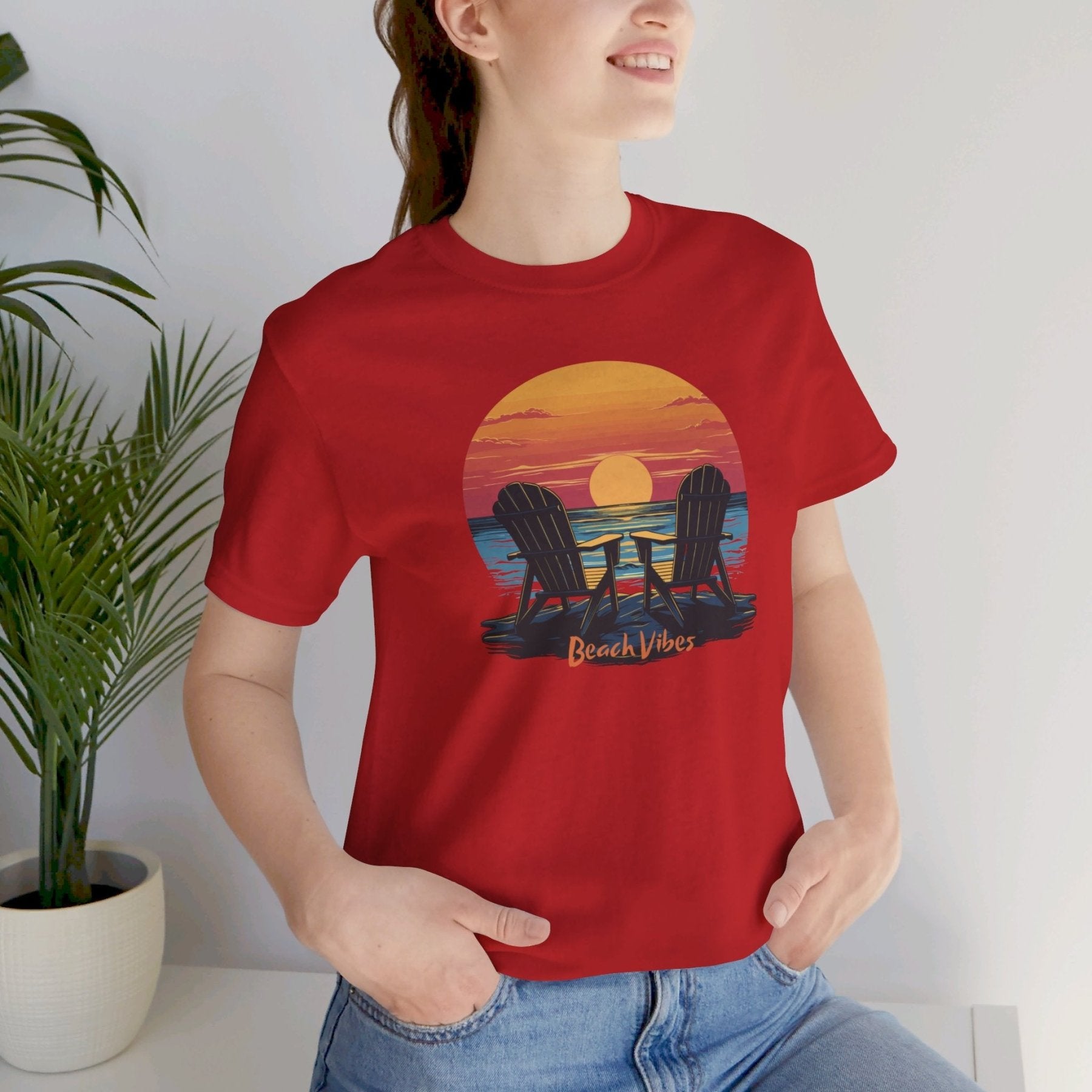 Beach Vibes, Unisex Jersey Short Sleeve Tee - Janlyn's Crafts