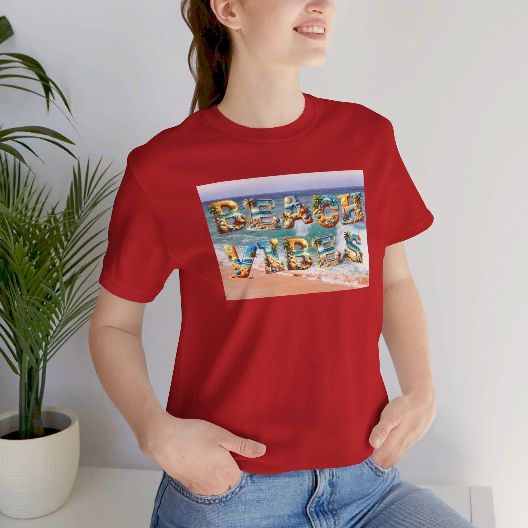 Beach Vibes, Unisex Jersey Short Sleeve Tee - Janlyn's Crafts