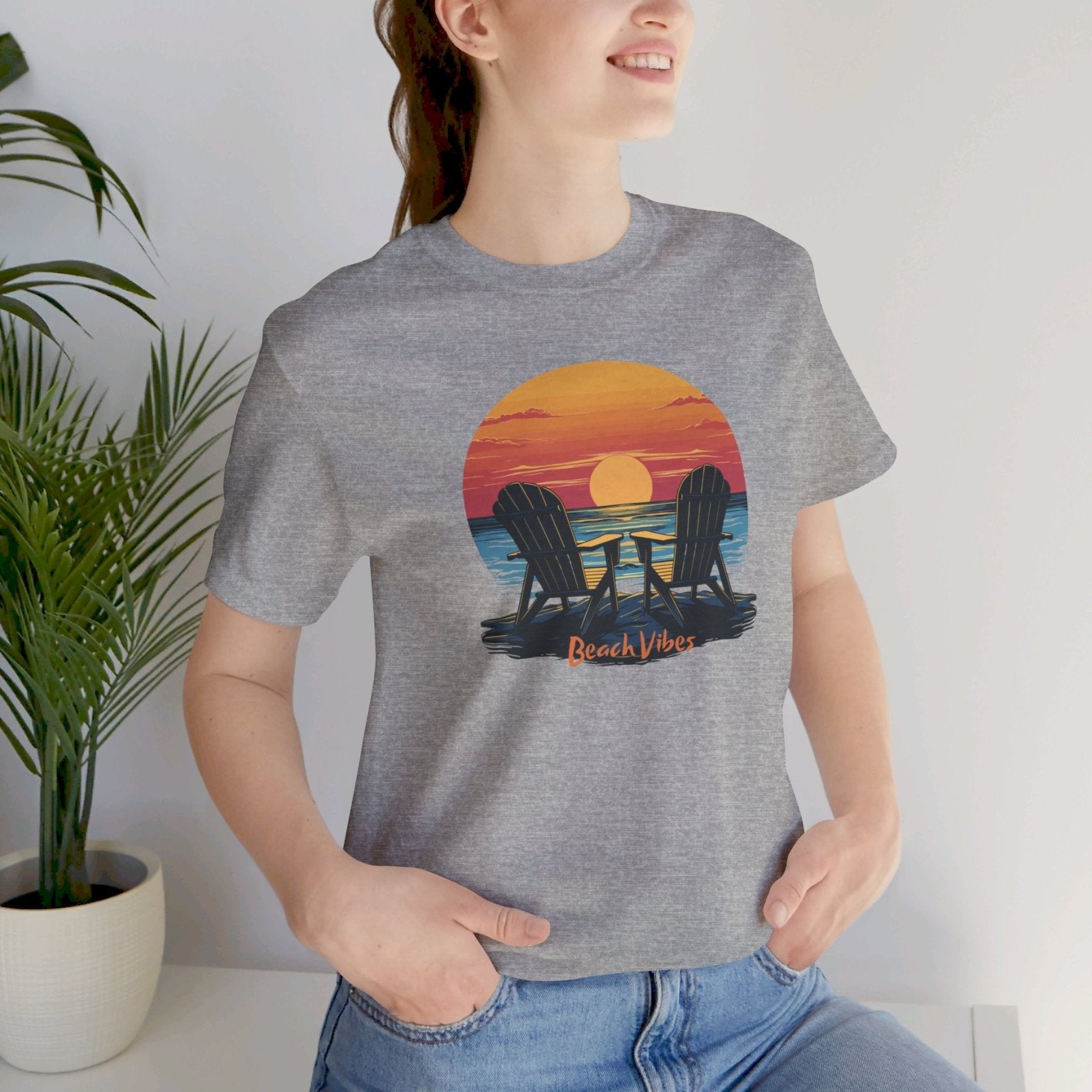 Beach Vibes, Unisex Jersey Short Sleeve Tee - Janlyn's Crafts