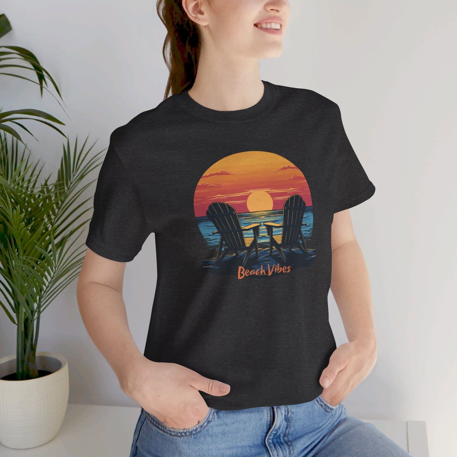 Beach Vibes, Unisex Jersey Short Sleeve Tee - Janlyn's Crafts