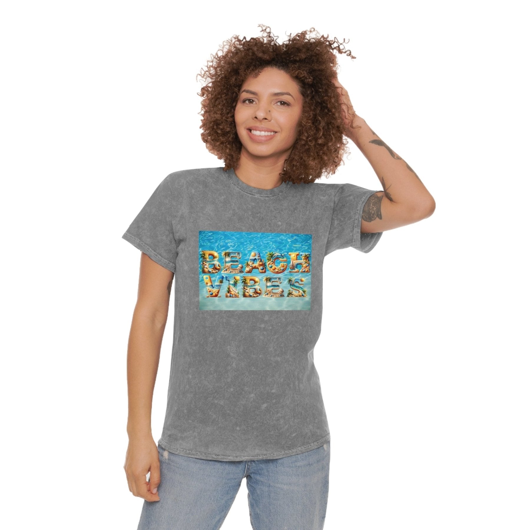 Beach Vibes, Unisex Mineral Wash T - Shirt - Janlyn's Crafts