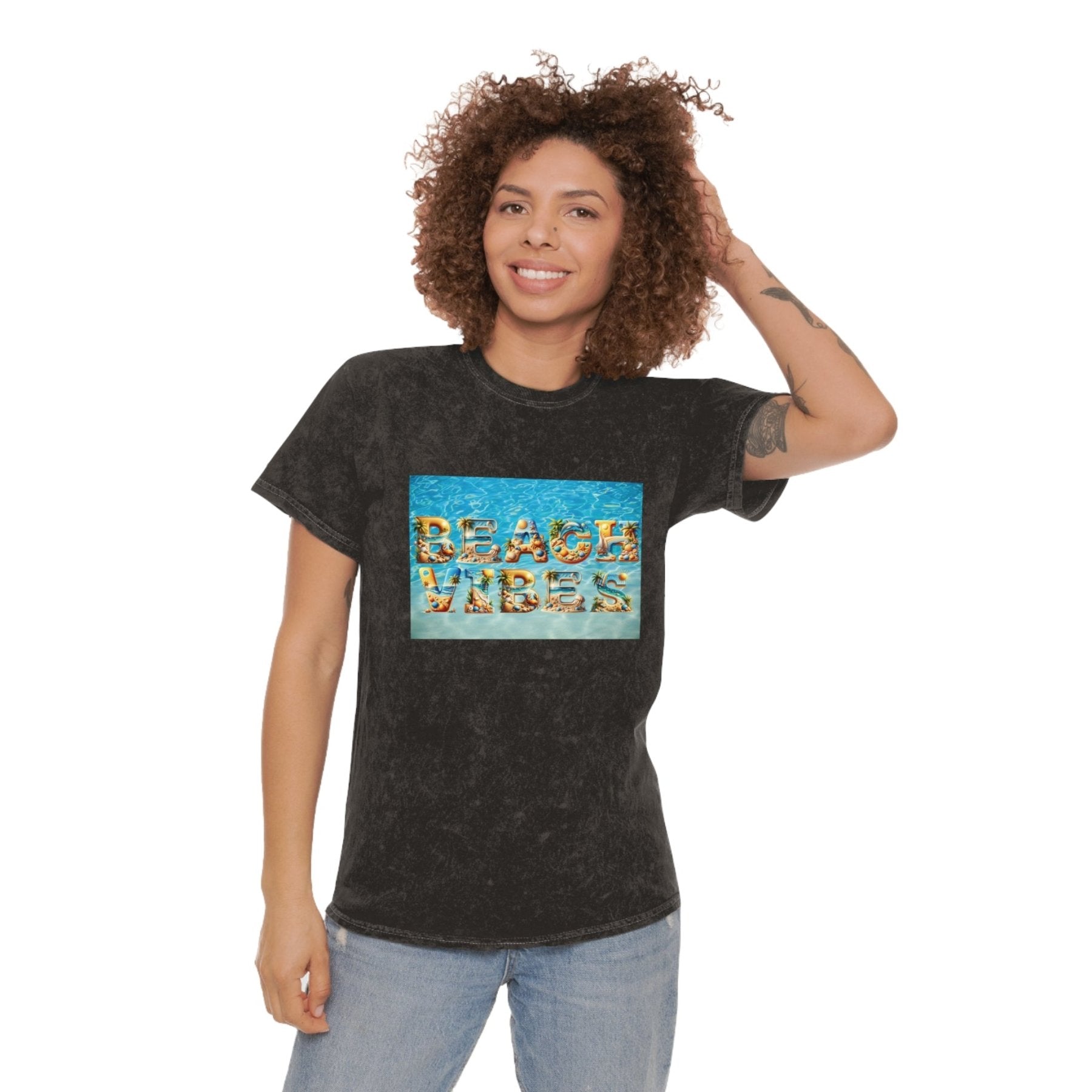 Beach Vibes, Unisex Mineral Wash T - Shirt - Janlyn's Crafts