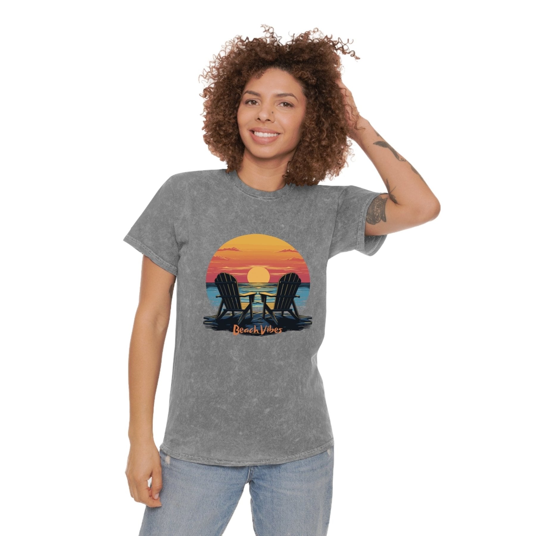 Beach Vibes, Unisex Mineral Wash T - Shirt - Janlyn's Crafts