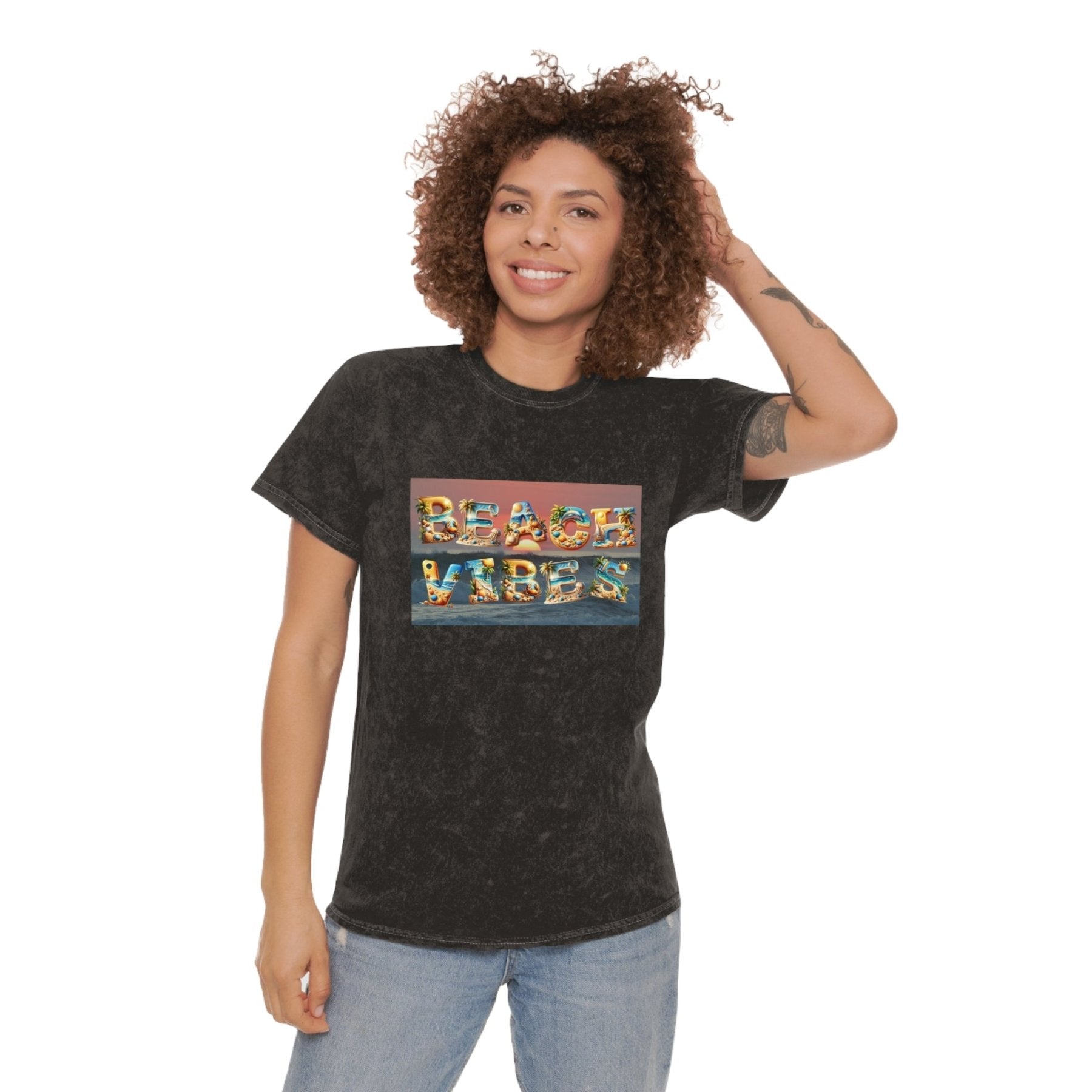 Beach Vibes, Unisex Mineral Wash T - Shirt - Janlyn's Crafts