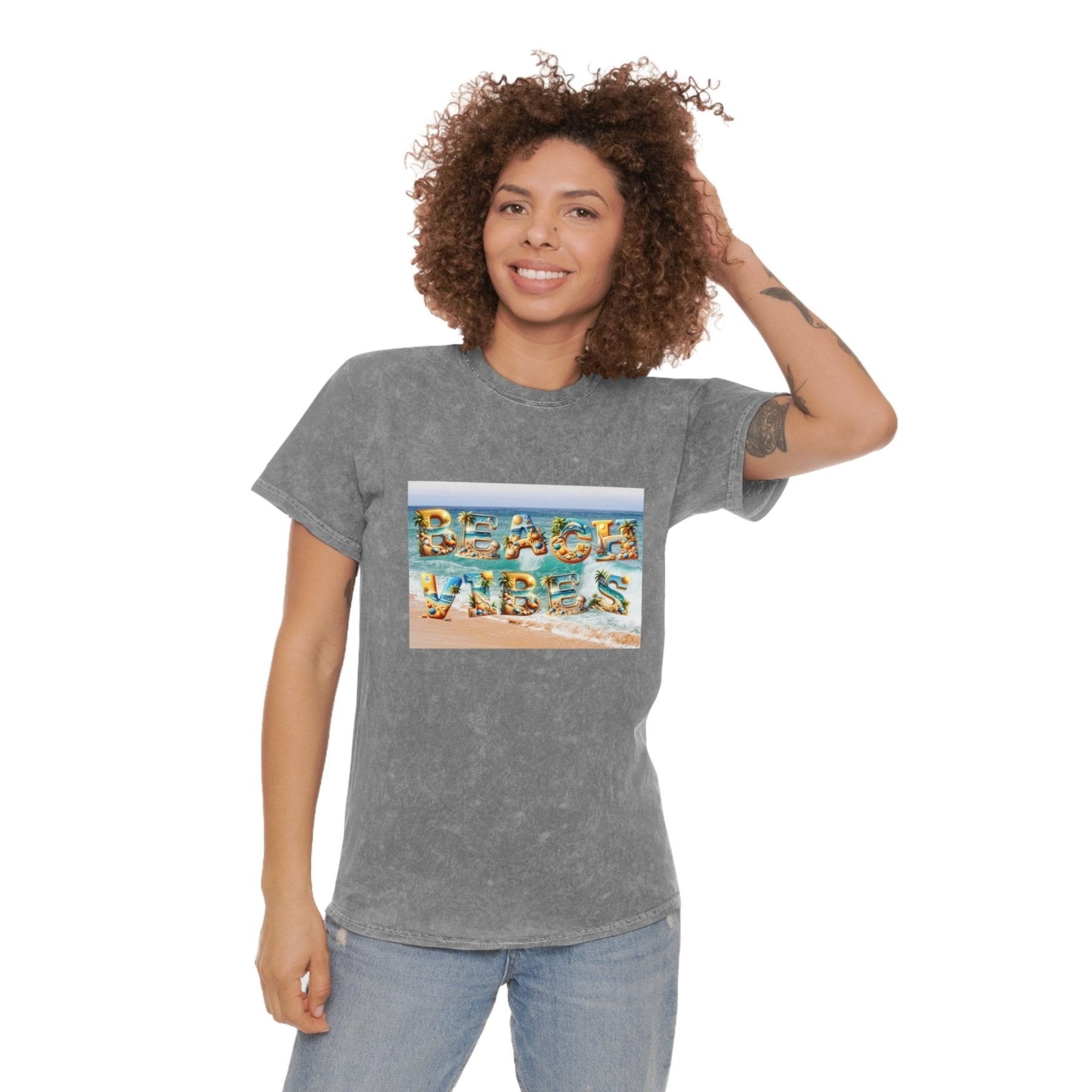 Beach Vibes, Unisex Mineral Wash T - Shirt - Janlyn's Crafts