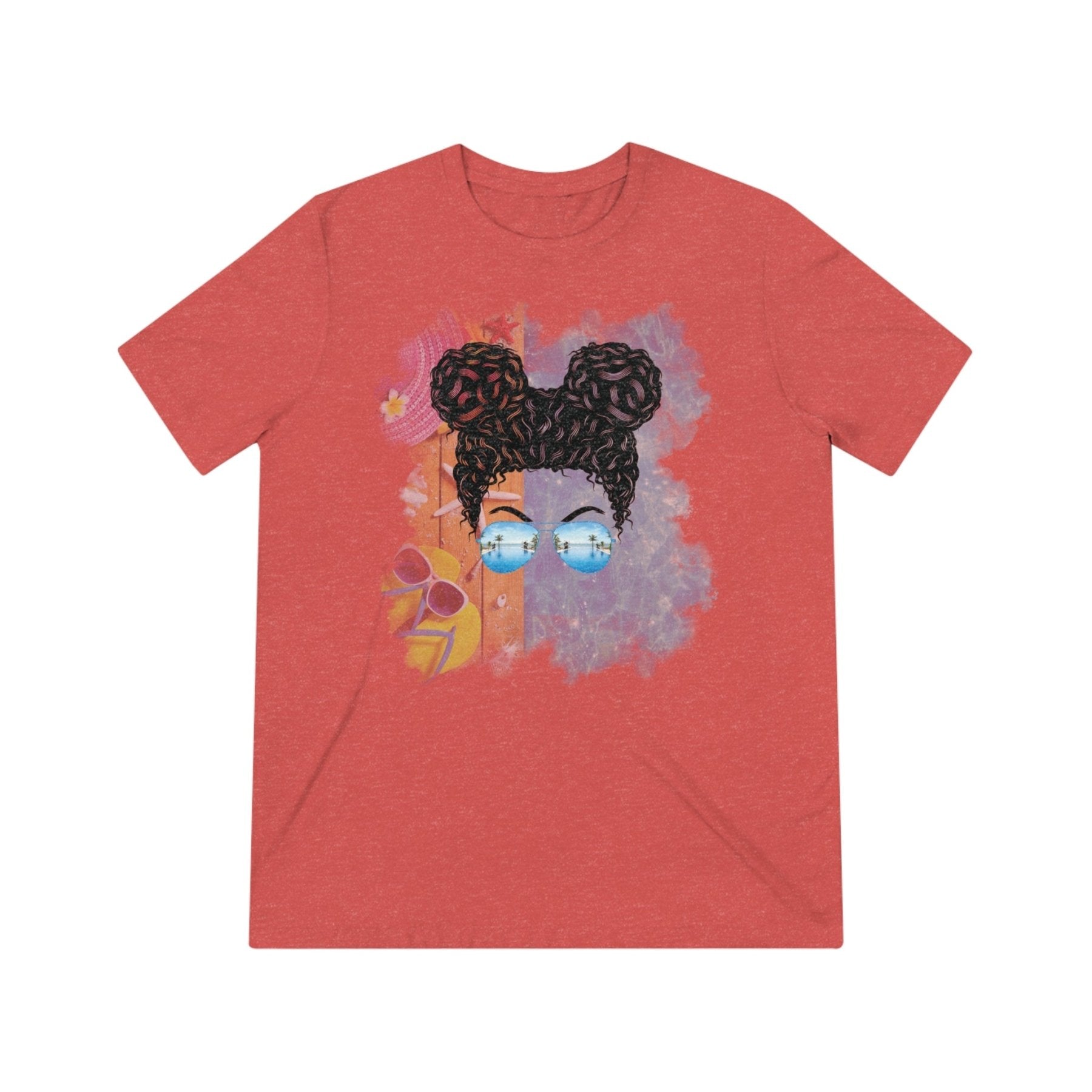 Black Hair Messy Bun, Pool Scene, Unisex Triblend T - Shirt - Janlyn's Crafts