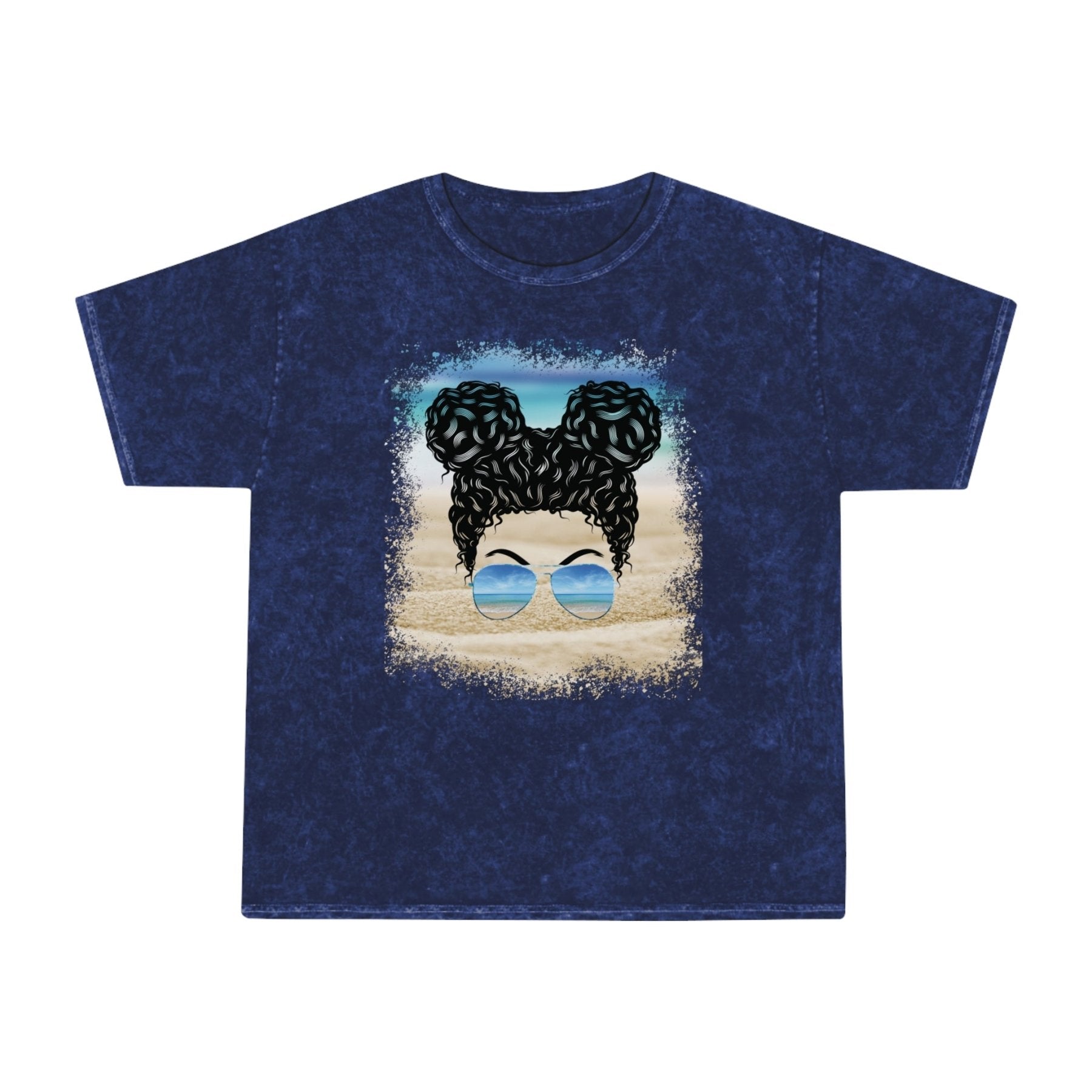 Black Hair Messy Bun, Unisex Mineral Wash T-Shirt - Janlyn's Crafts