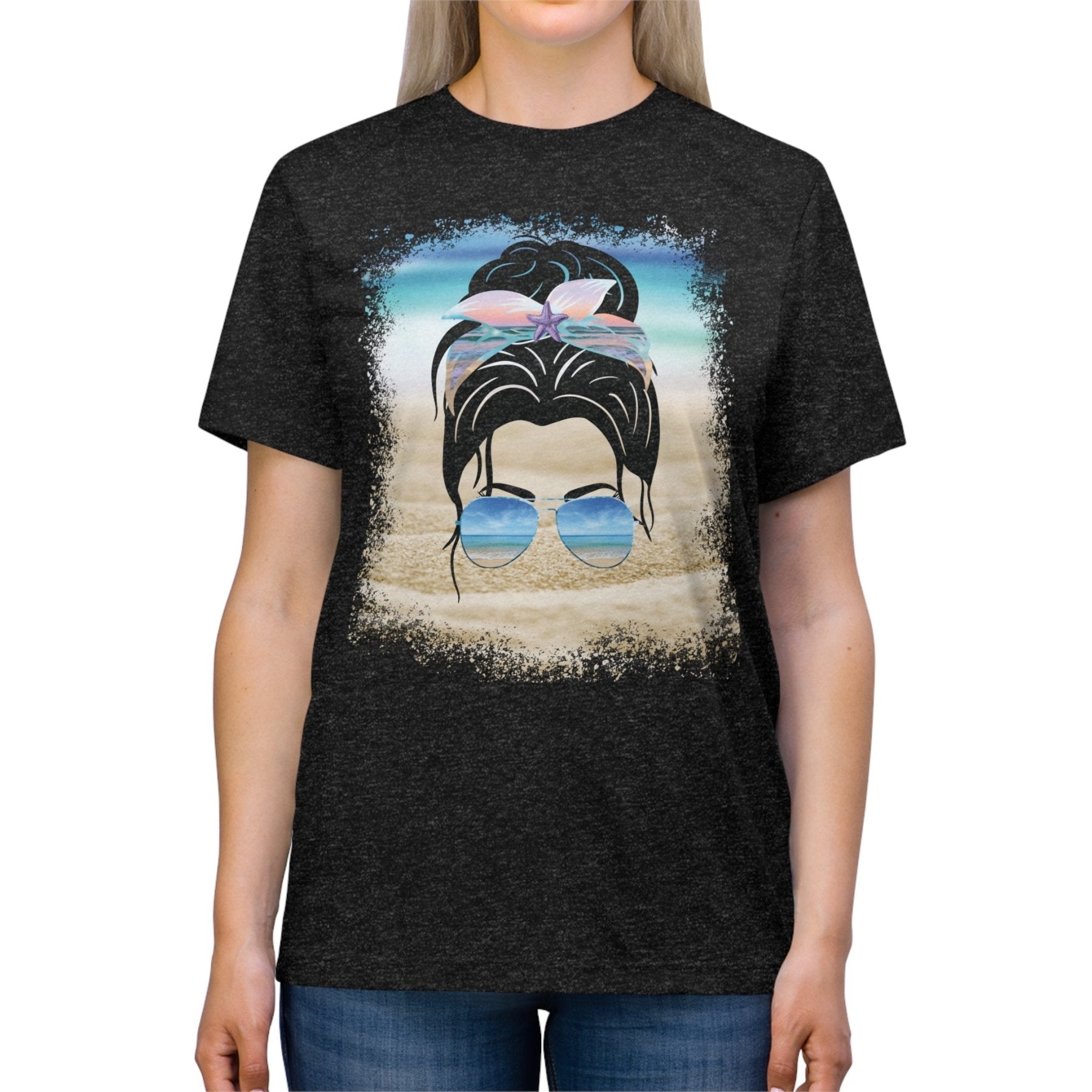 Black Hair Messy Bun, Unisex Triblend T-Shirt - Janlyn's Crafts