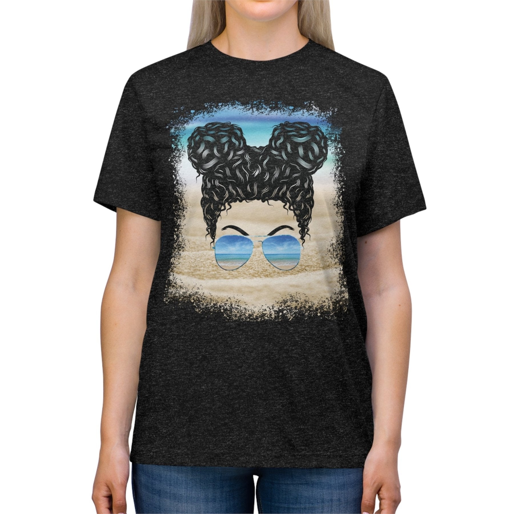 Black Hair Messy Bun, Unisex Triblend T-Shirt - Janlyn's Crafts