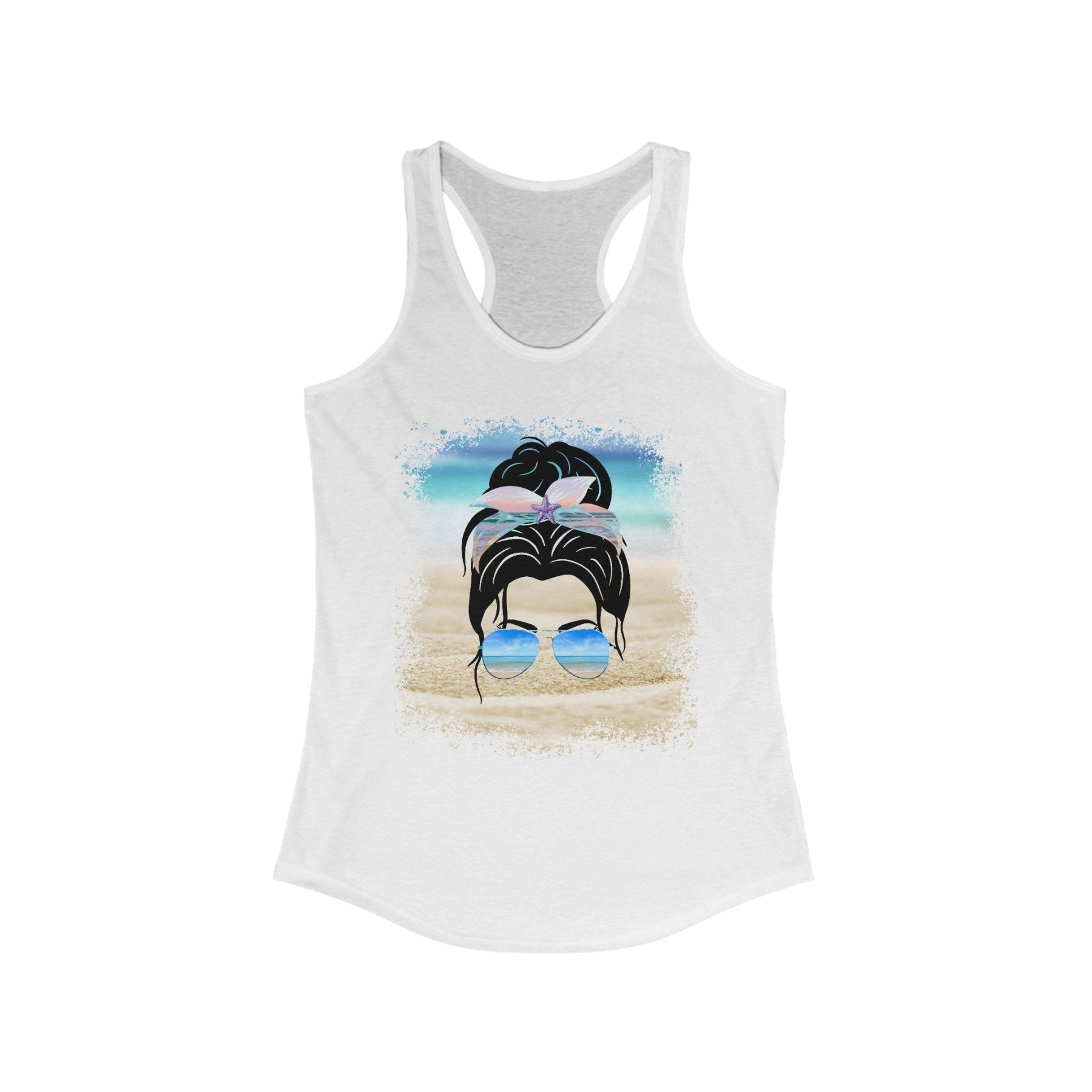 Black Hair Messy Bun, Women's Ideal Racerback Tank - Janlyn's Crafts