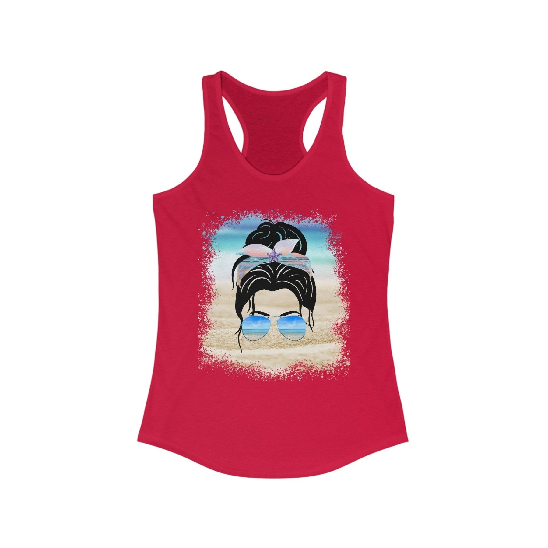 Black Hair Messy Bun, Women's Ideal Racerback Tank - Janlyn's Crafts