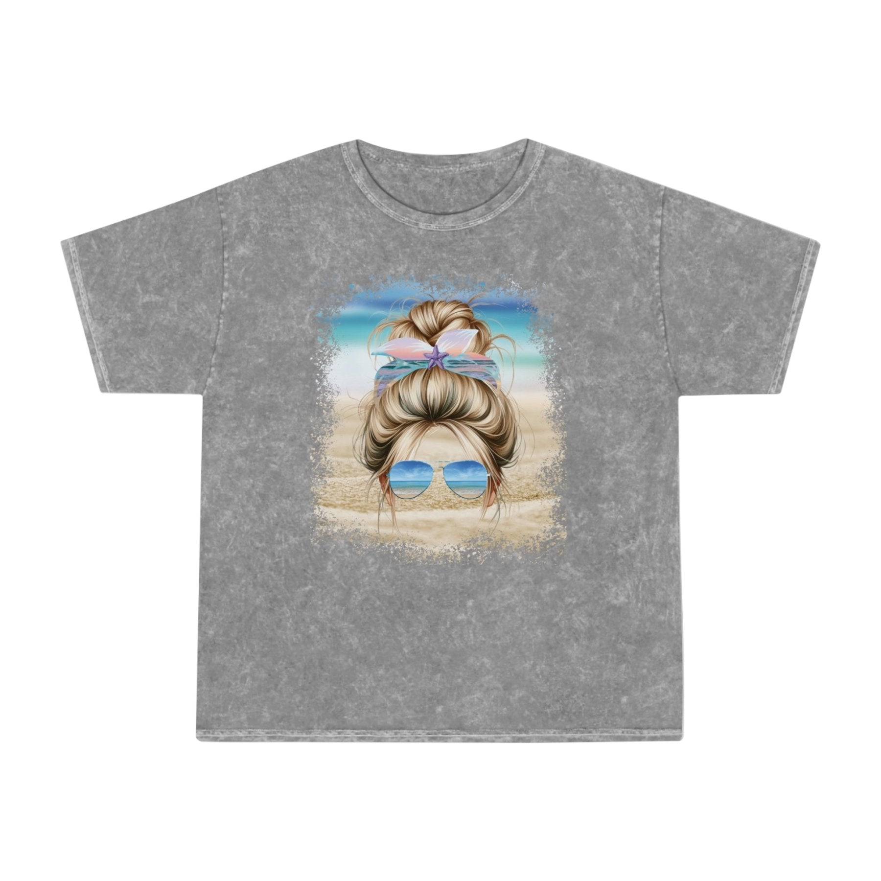 Blond Hair Messy Bun, Unisex Mineral Wash T-Shirt - Janlyn's Crafts