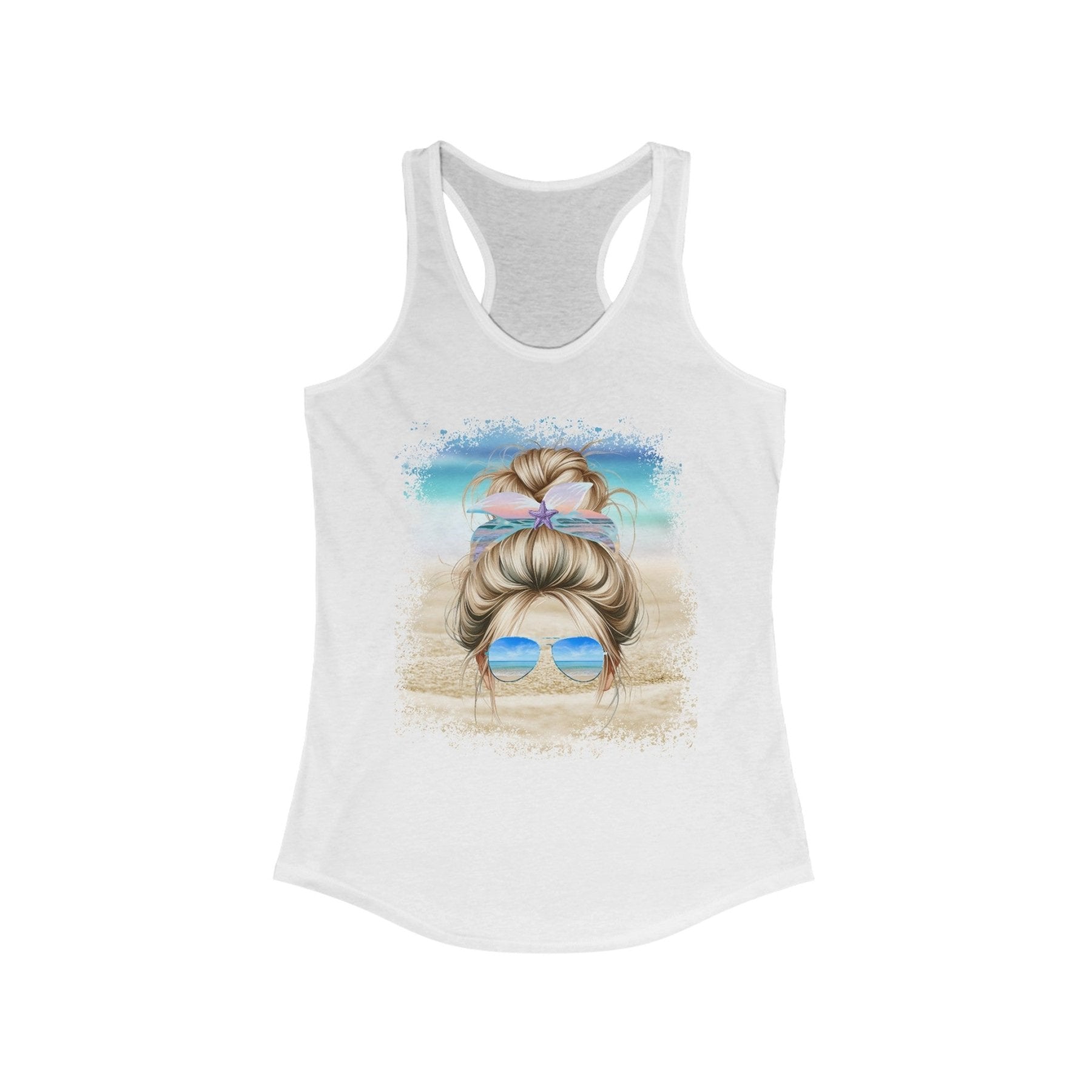 Blond Hair Messy Bun, Women's Ideal Racerback Tank - Janlyn's Crafts