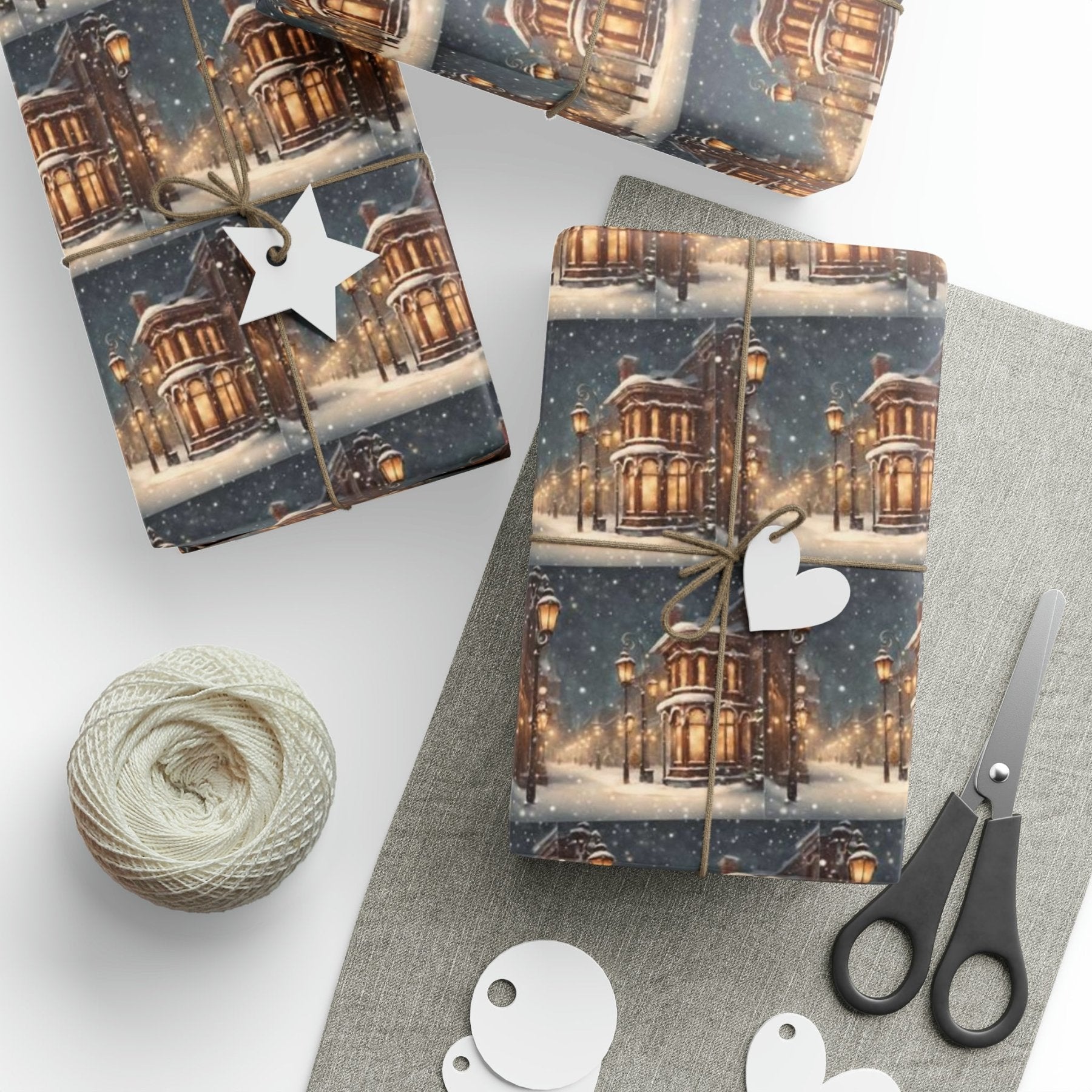 Christmas Wrapping Paper, Vintage Christmas Scene 1 - Janlyn's Crafts