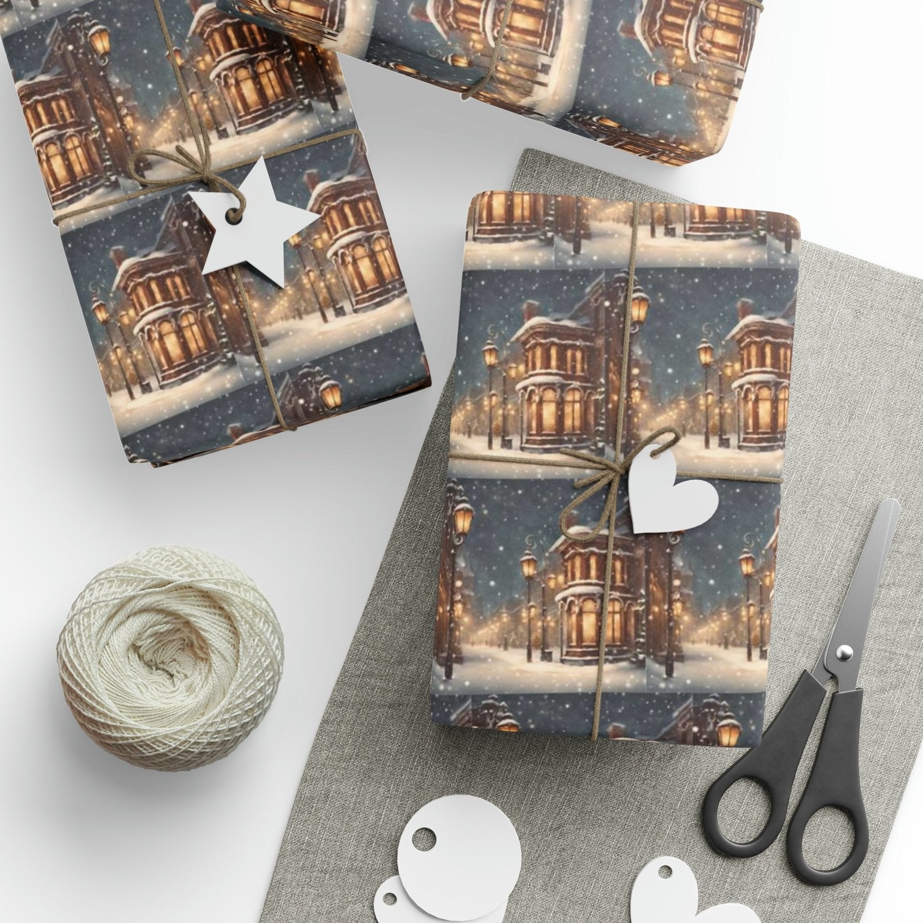 Christmas Wrapping Paper, Vintage Christmas Scene 1 - Janlyn's Crafts