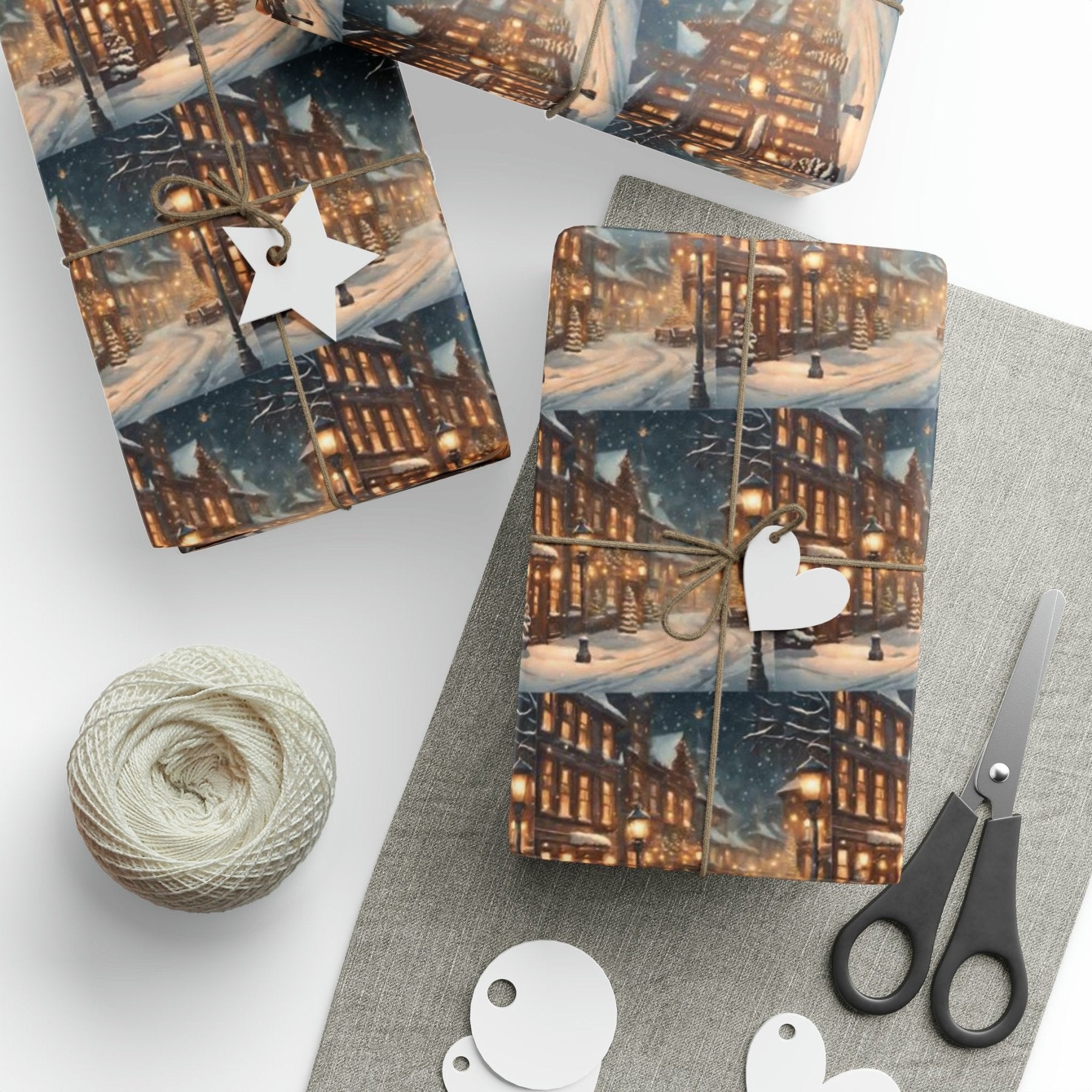 Christmas Wrapping Paper, Vintage Christmas Scene 2 - Janlyn's Crafts