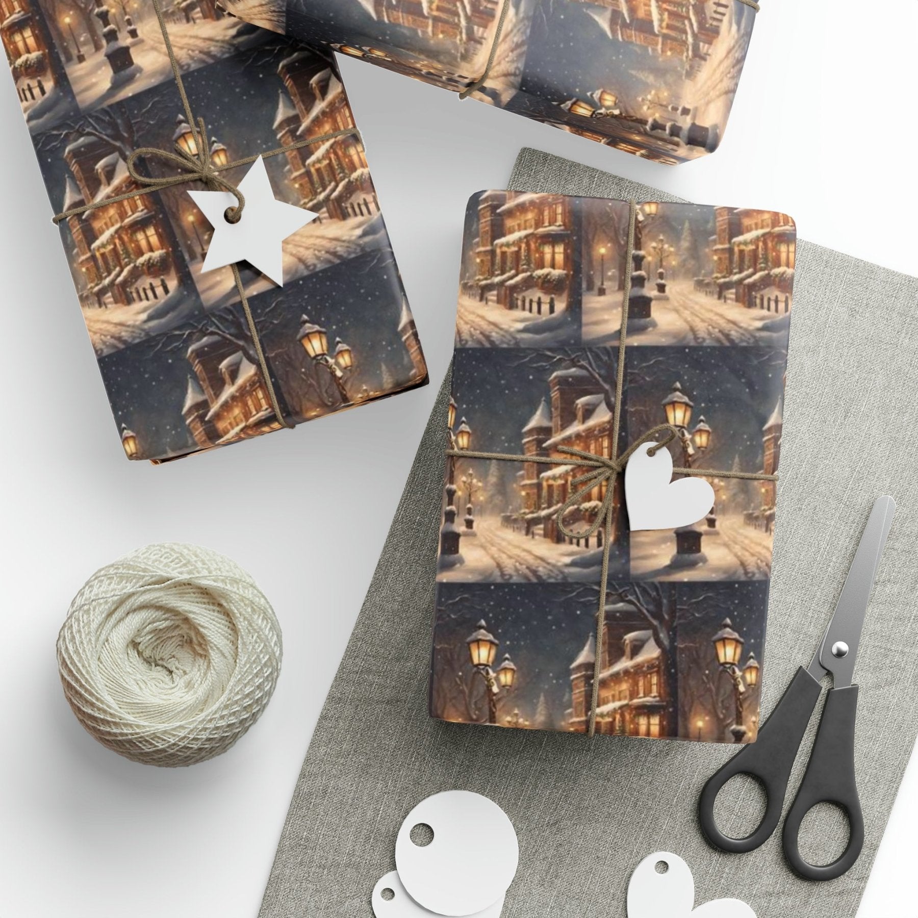 Christmas Wrapping Paper, Vintage Christmas Scene 4 - Janlyn's Crafts