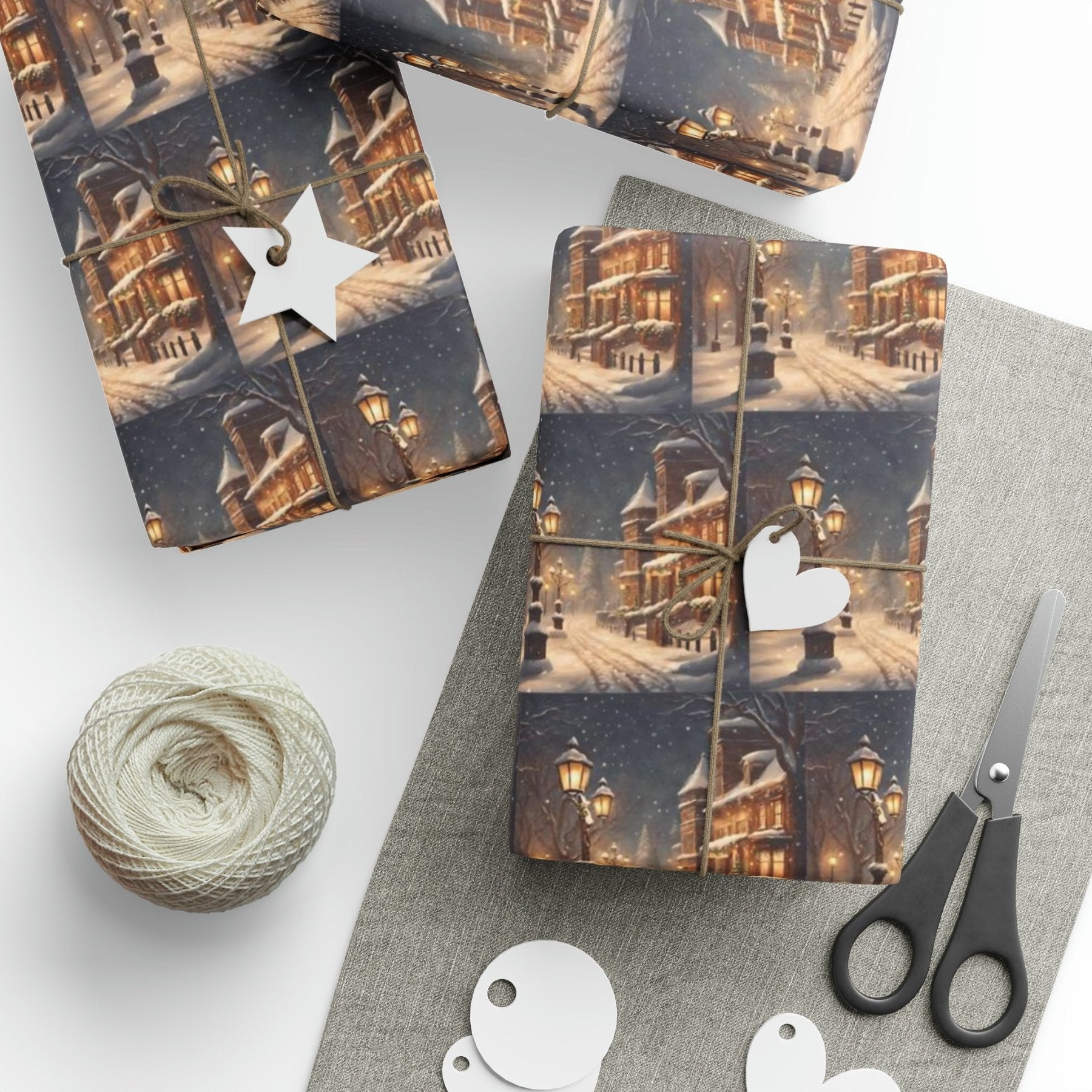 Christmas Wrapping Paper, Vintage Christmas Scene 4 - Janlyn's Crafts