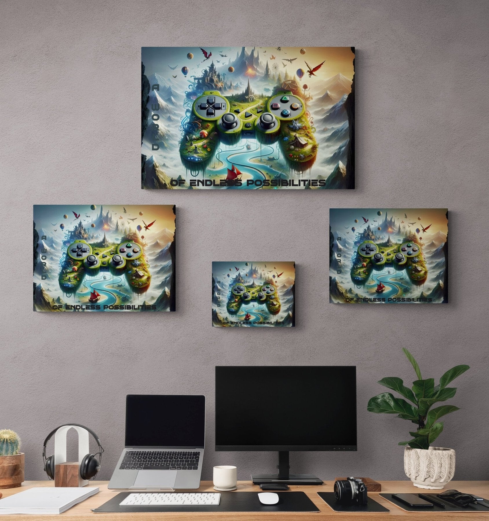 Custom Canvas Gaming Wall Art Horizontal, Game Room, Gaming, Game Controller Customizable (Blank) | Janlyn's Crafts