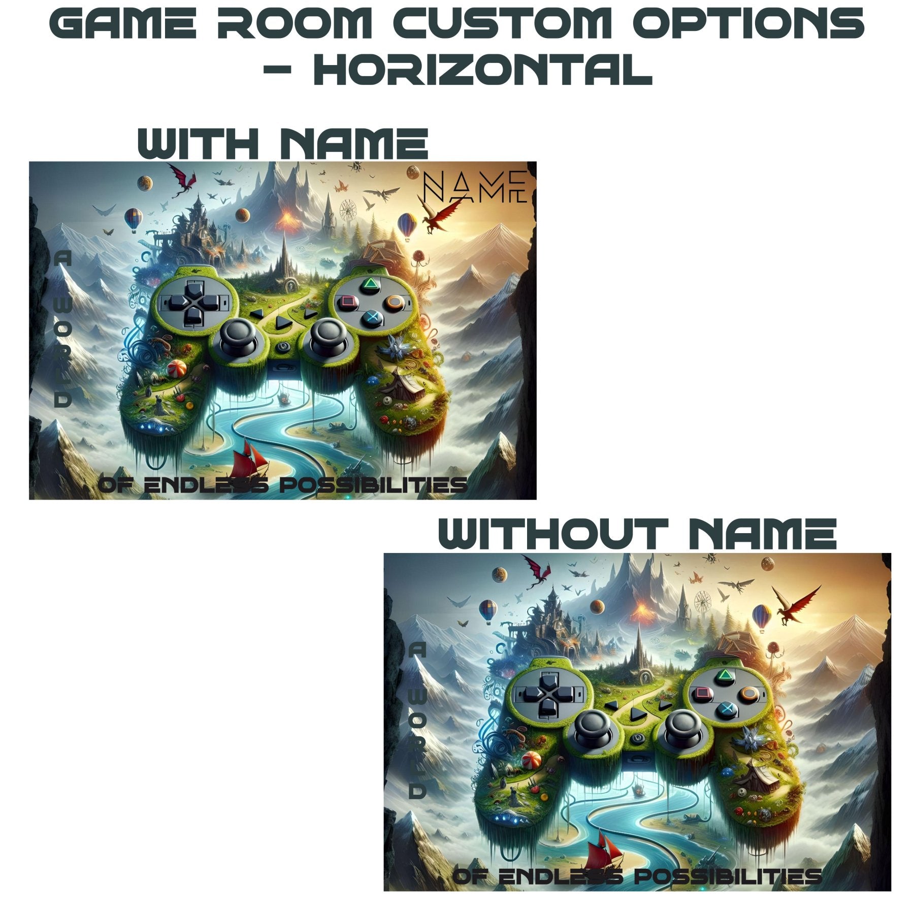 Custom Canvas Gaming Wall Art Horizontal, Game Room, Gaming, Game Controller Customizable (Name) | Janlyn's Crafts