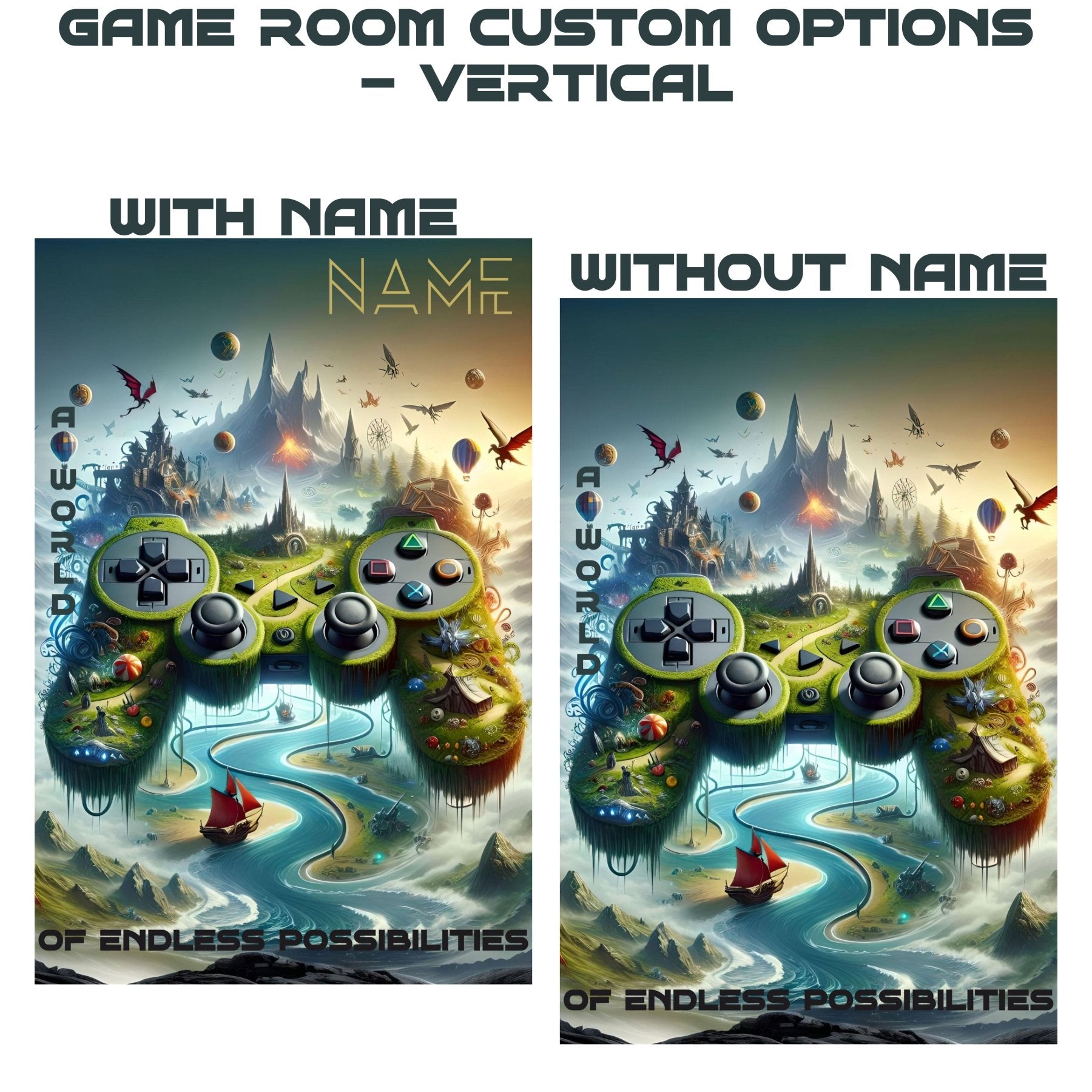 Custom Canvas Gaming Wall Art Vertical, Game Room, Gaming, Game Controller Customizable (Blank) | Janlyn's Crafts