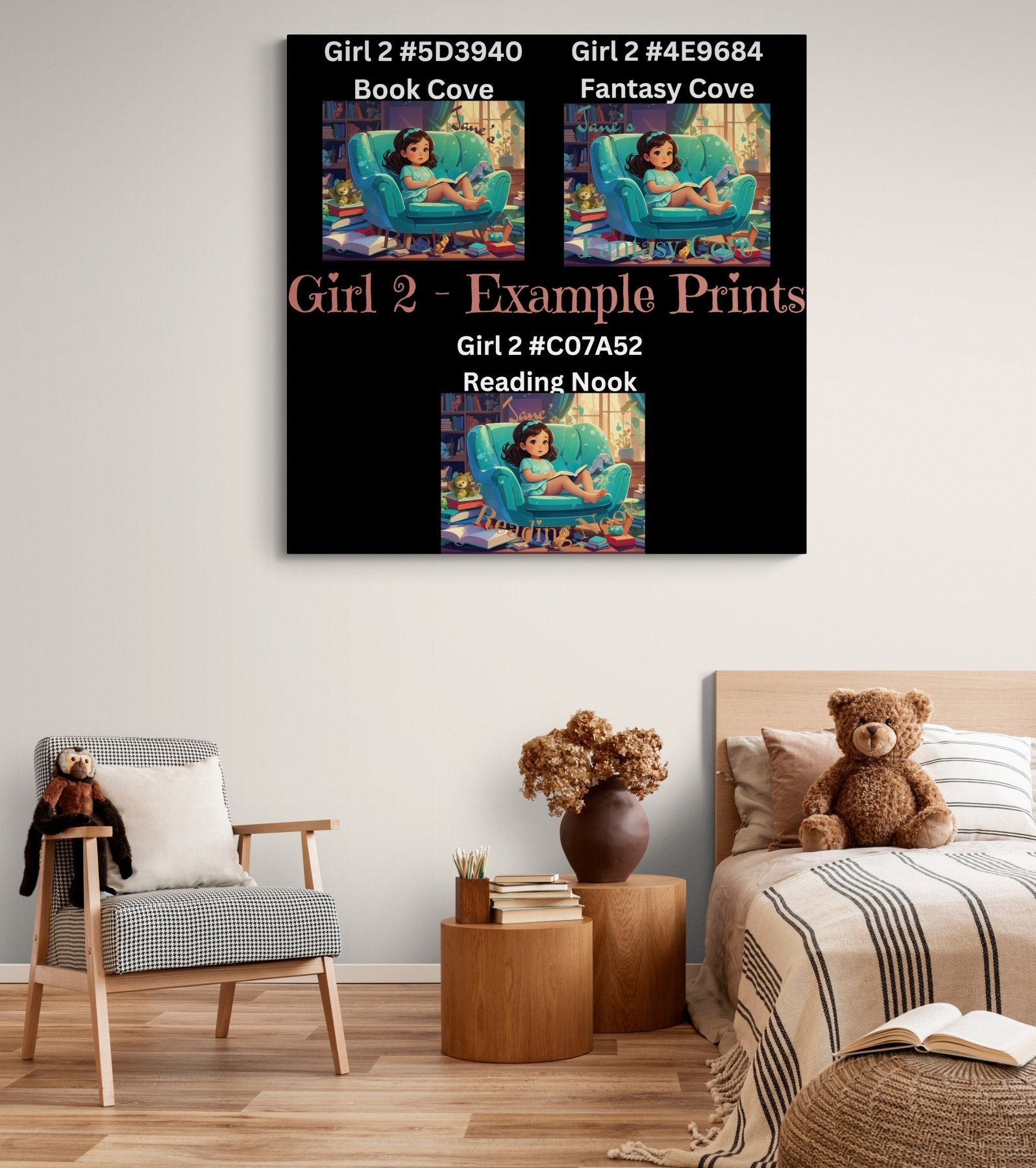 Custom Canvas Girl Reading 2, Child's Room Canvas Print, Nursery Decor, Children's Room Decor (Blank) | Janlyn's Crafts