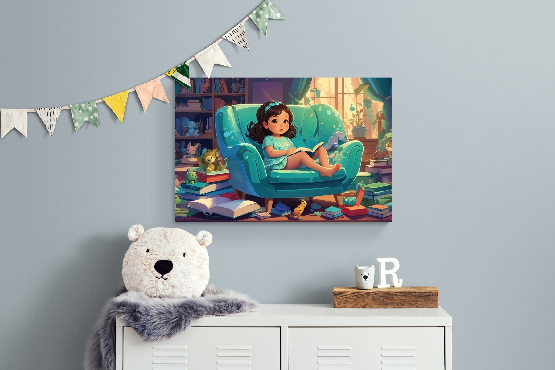 Custom Canvas Girl Reading 2, Child's Room Canvas Print, Nursery Decor, Children's Room Decor (Blank) | Janlyn's Crafts