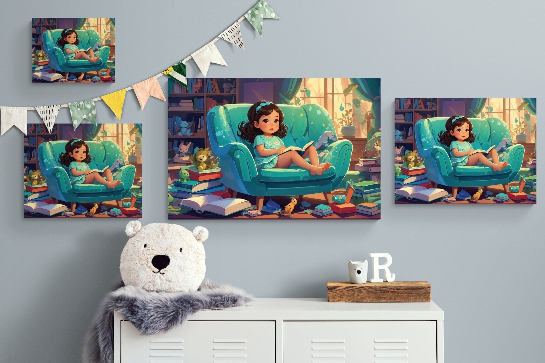 Custom Canvas Girl Reading 2, Child's Room Canvas Print, Nursery Decor, Children's Room Decor (Blank) | Janlyn's Crafts