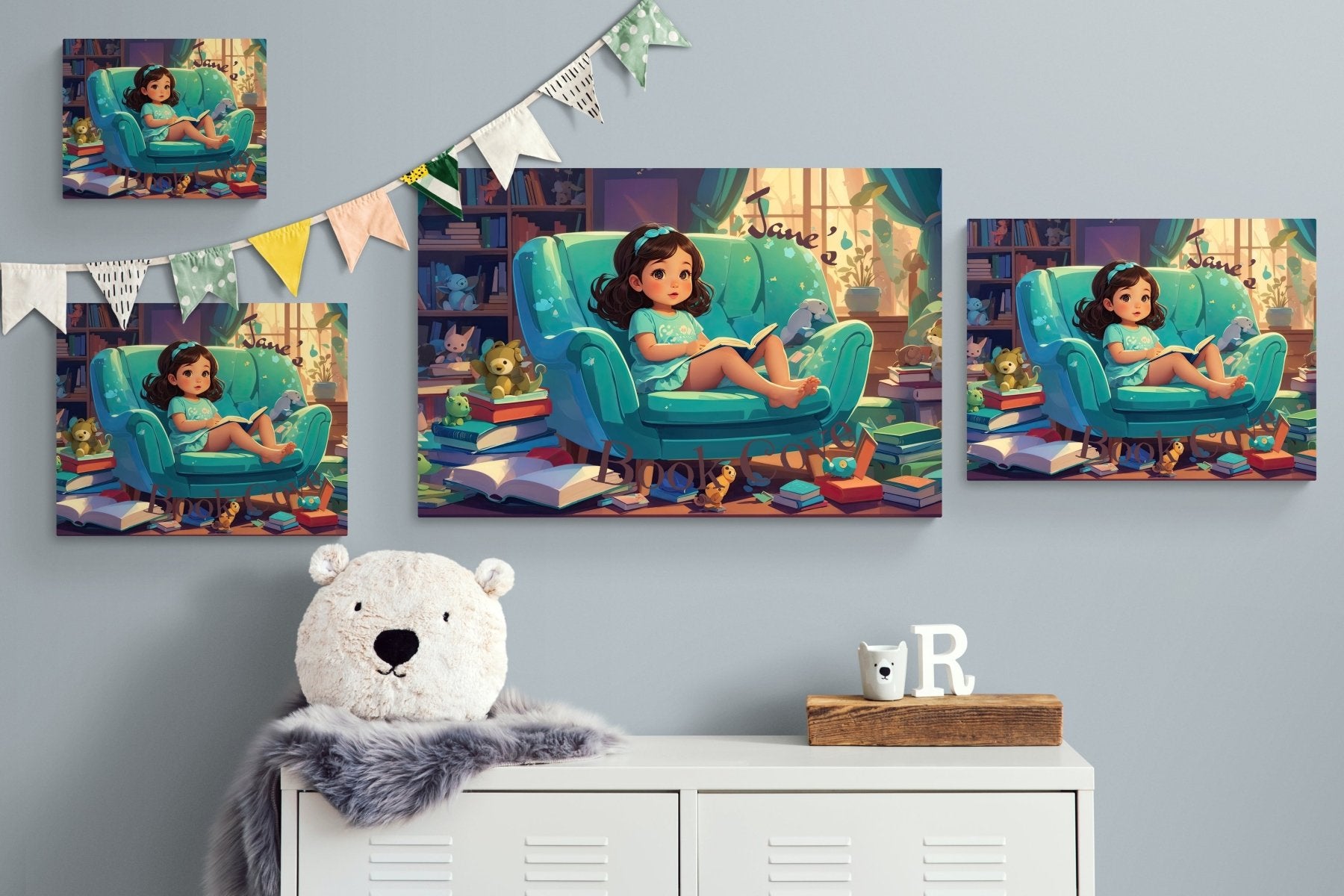 Custom Canvas Girl Reading 2, Child's Room Canvas Print, Nursery Decor, Children's Room Decor (Blank) | Janlyn's Crafts