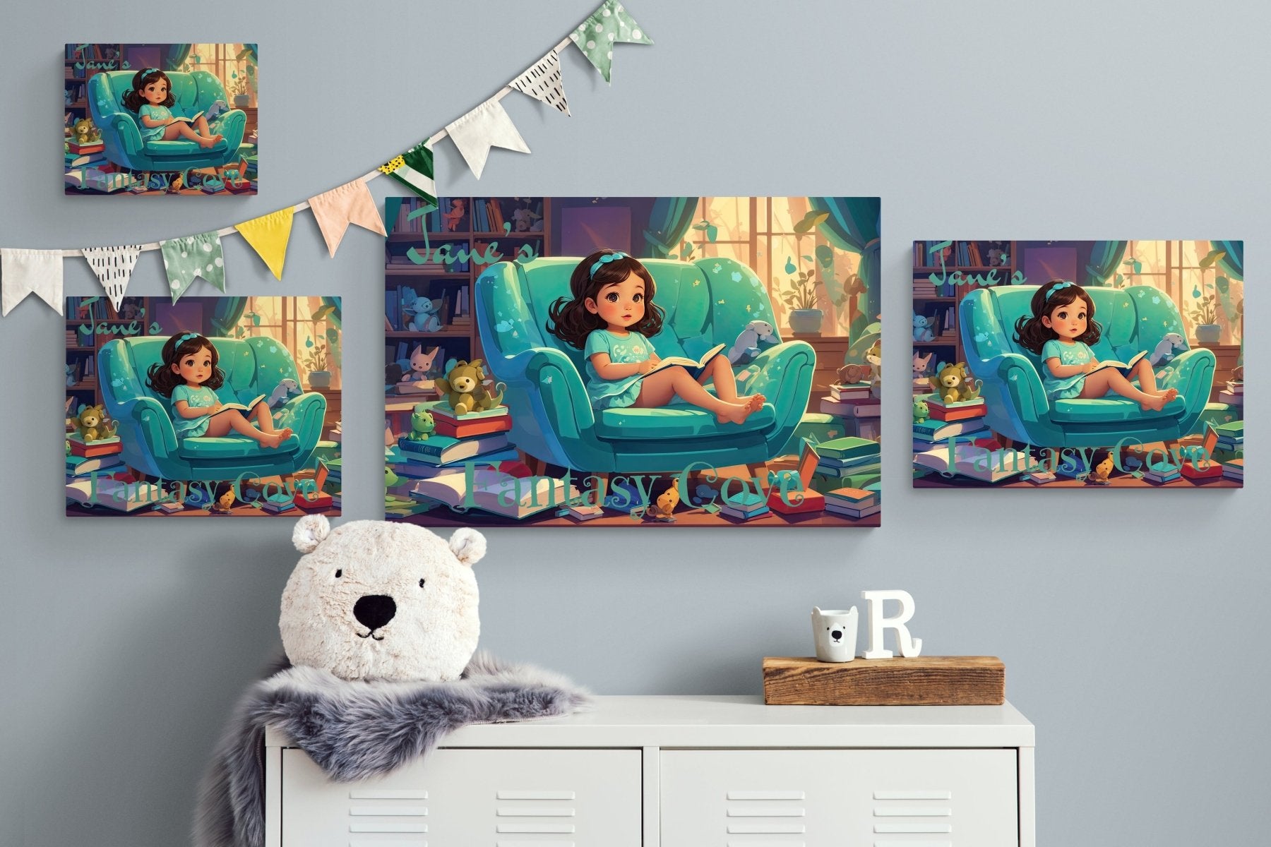 Custom Canvas Girl Reading 2, Child's Room Canvas Print, Nursery Decor, Children's Room Decor (Blank) | Janlyn's Crafts