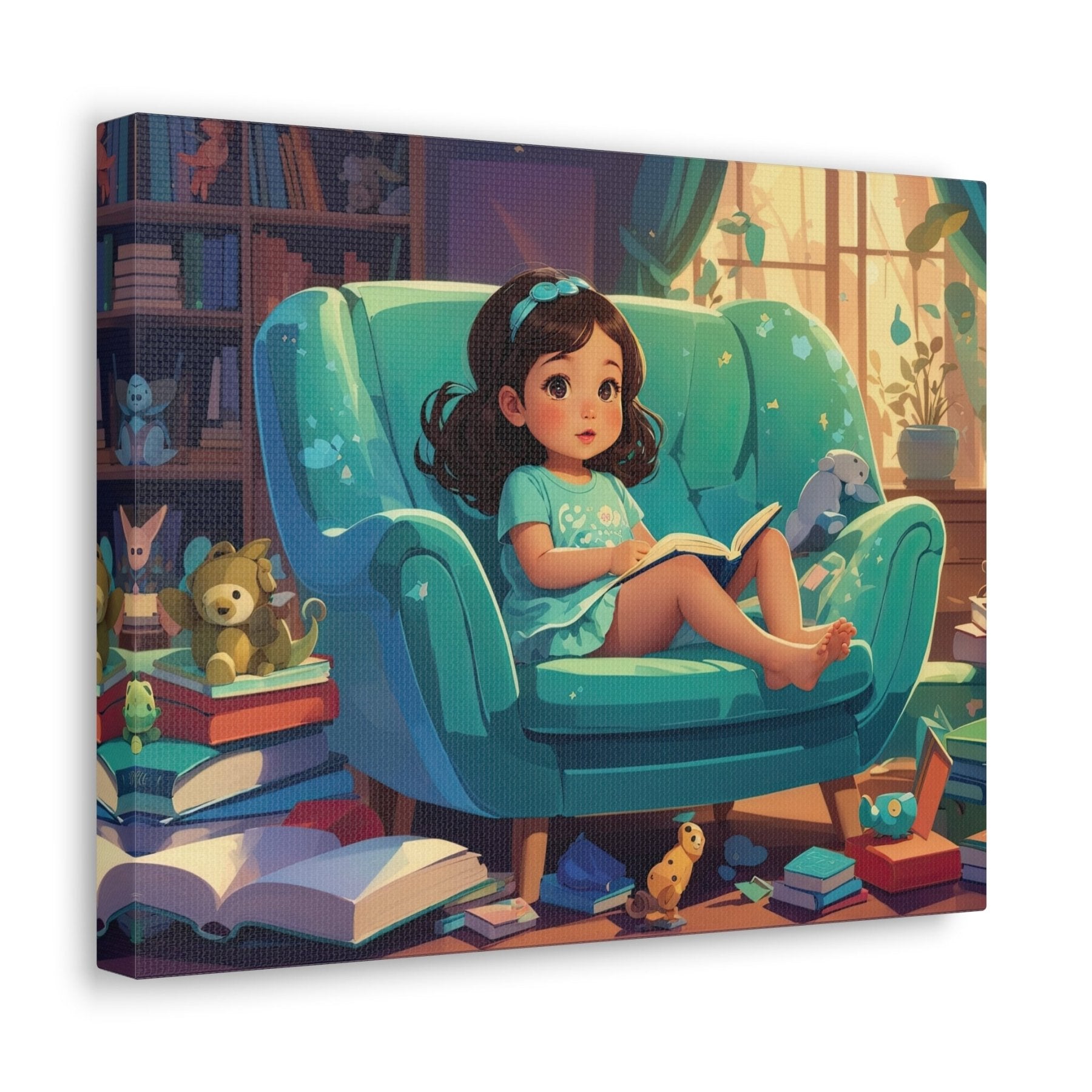 Custom Canvas Girl Reading 2, Child's Room Canvas Print, Nursery Decor, Children's Room Decor (Blank) | Janlyn's Crafts