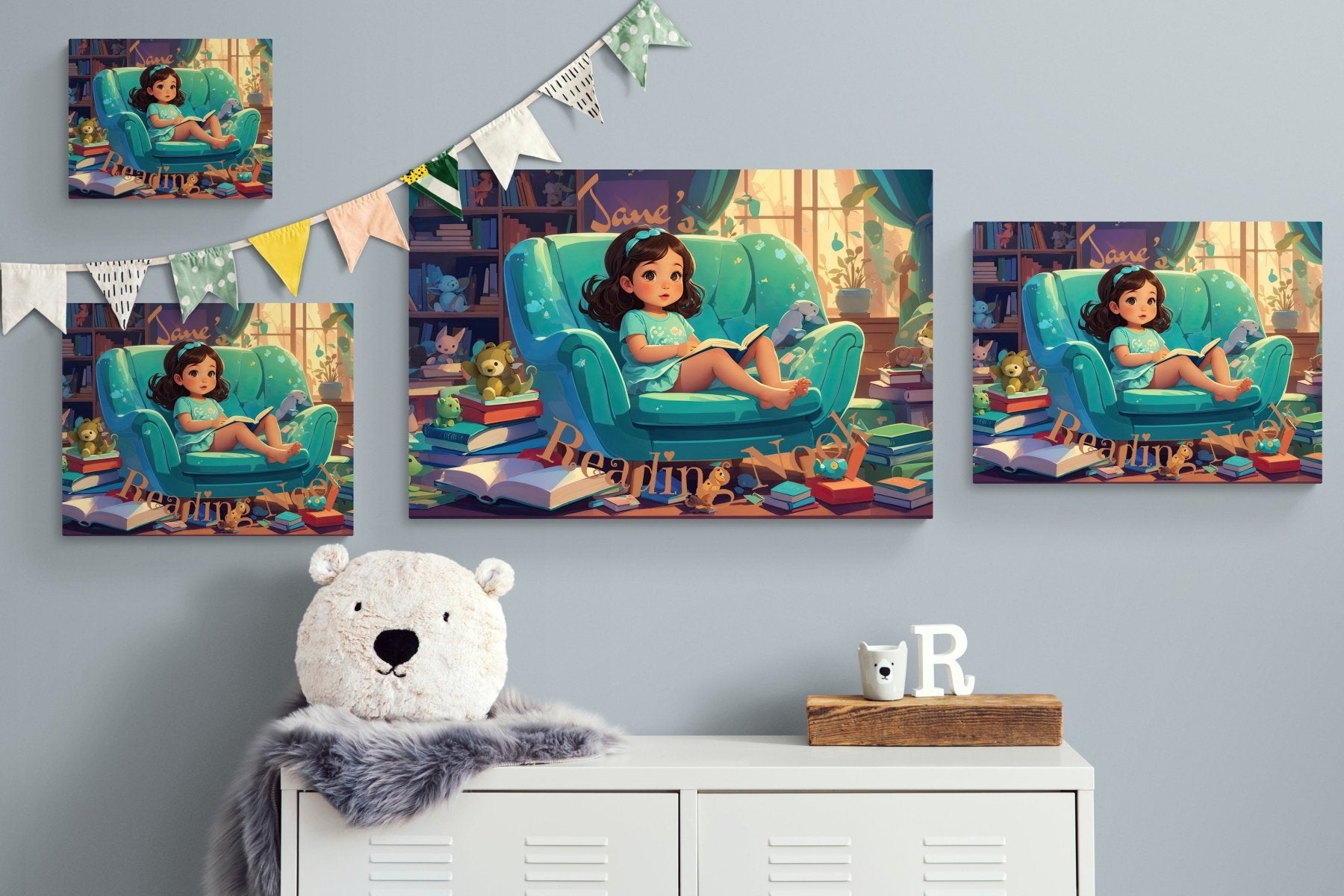 Custom Canvas Girl Reading 2, Child's Room Canvas Print, Nursery Decor, Children's Room Decor (Blank) | Janlyn's Crafts