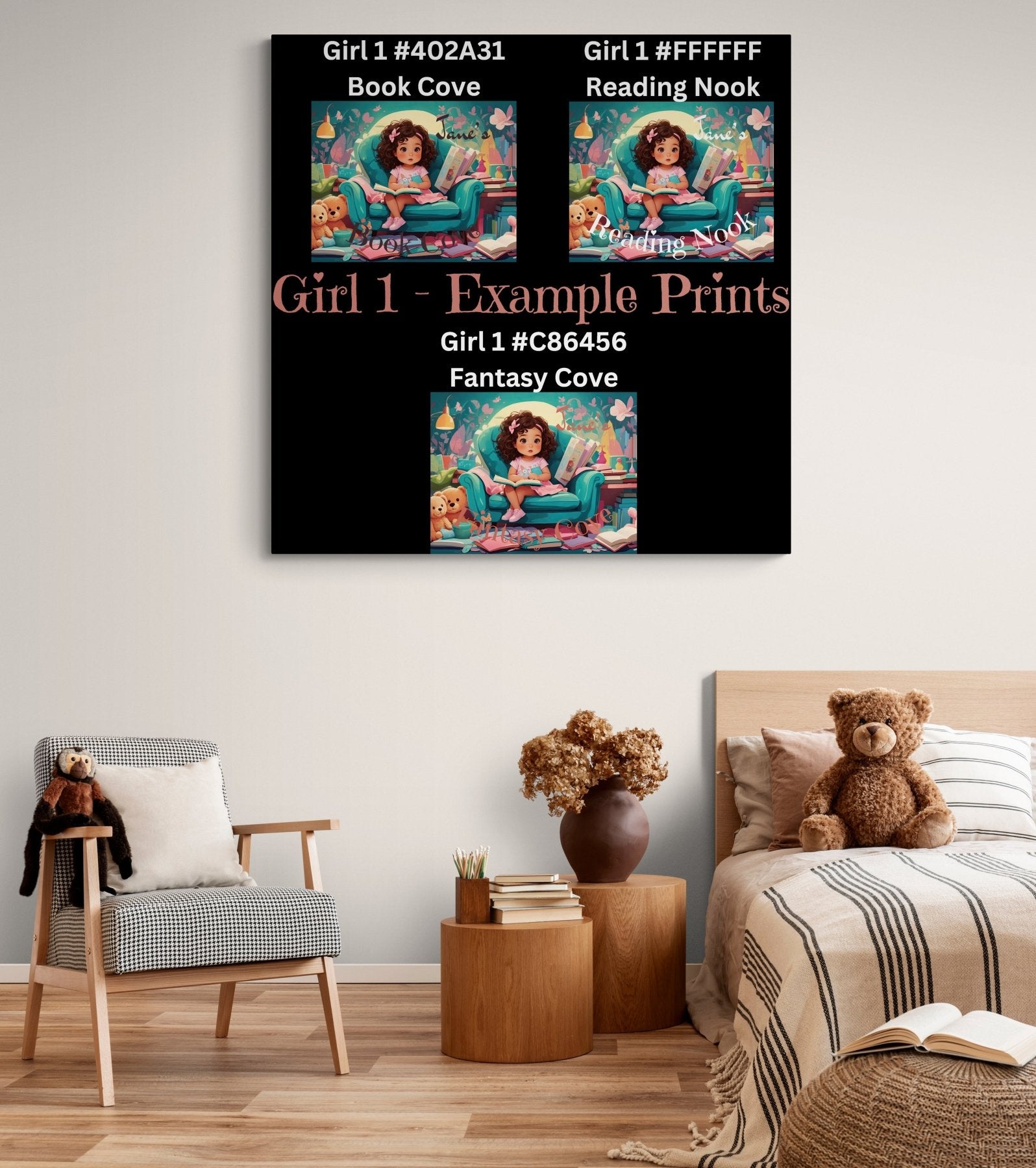 Custom Canvas Girl Reading 2, Child's Room Canvas Print, Nursery Decor, Children's Room Decor (Blank) | Janlyn's Crafts