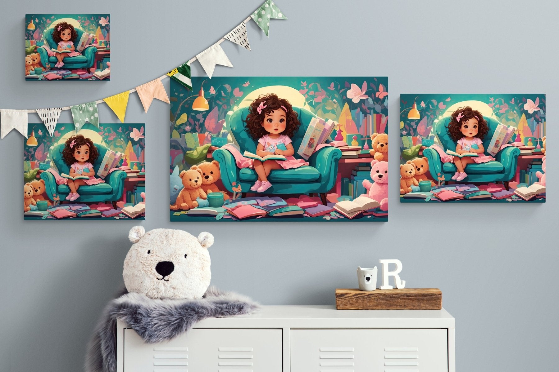 Custom Canvas Girl Reading 1, Child's Room Canvas Print, Nursery Decor, Children's Room Decor (Blank) | Janlyn's Crafts