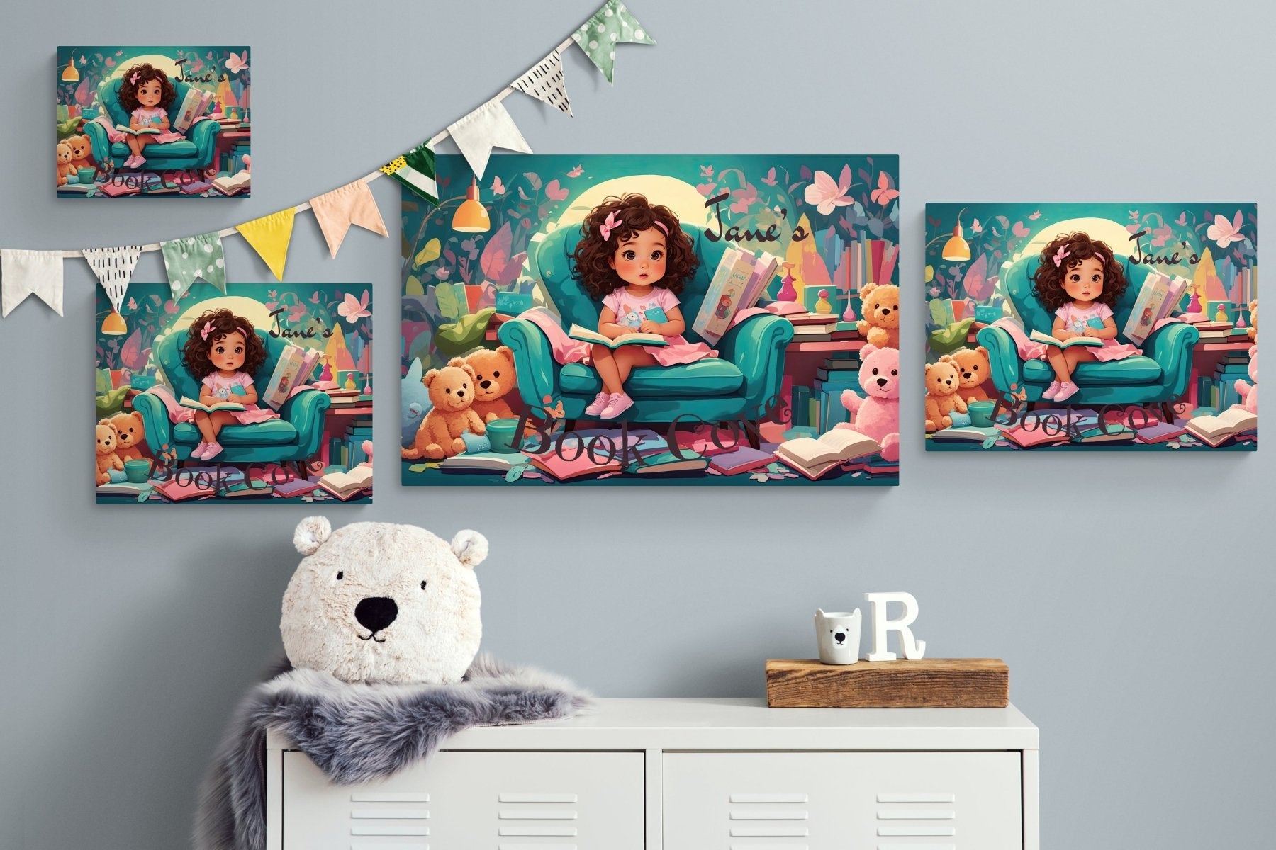 Custom Canvas Girl Reading 1, Child's Room Canvas Print, Nursery Decor, Children's Room Decor (Blank) | Janlyn's Crafts