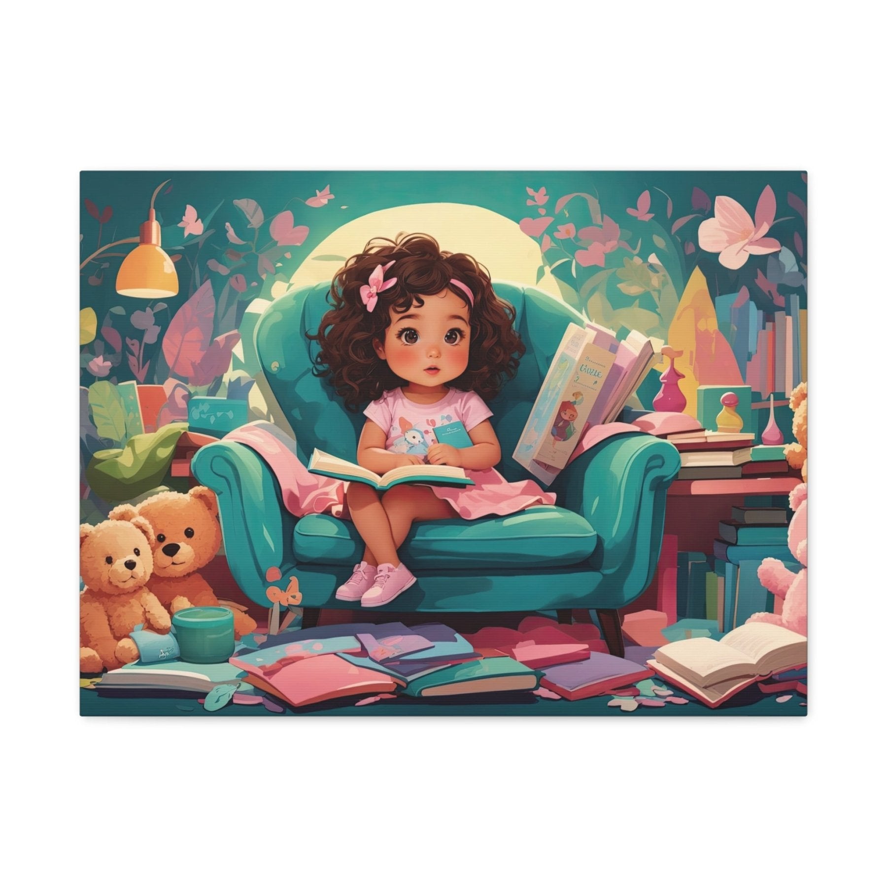 Custom Canvas Girl Reading 1, Child's Room Canvas Print, Nursery Decor, Children's Room Decor (Blank) | Janlyn's Crafts