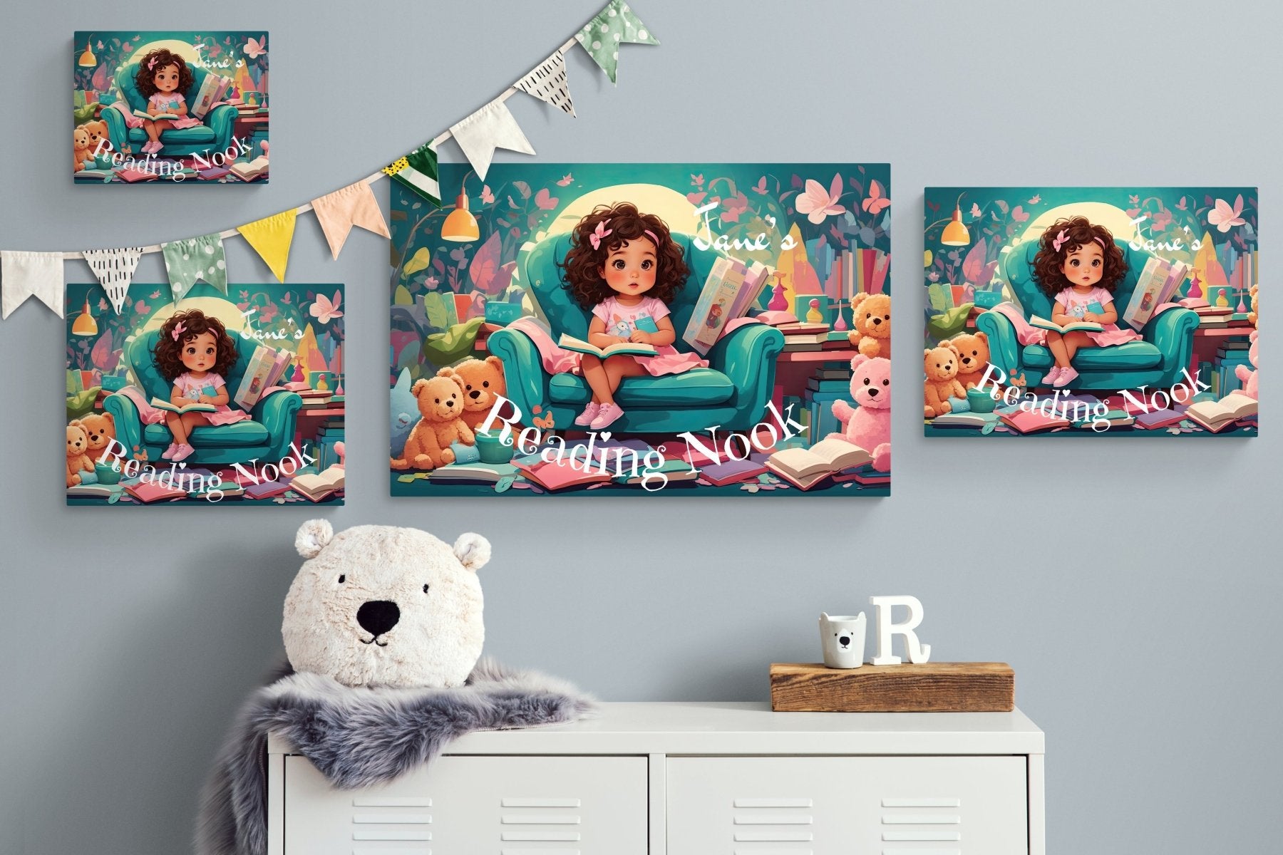 Custom Canvas Girl Reading 1, Child's Room Canvas Print, Nursery Decor, Children's Room Decor (Blank) | Janlyn's Crafts