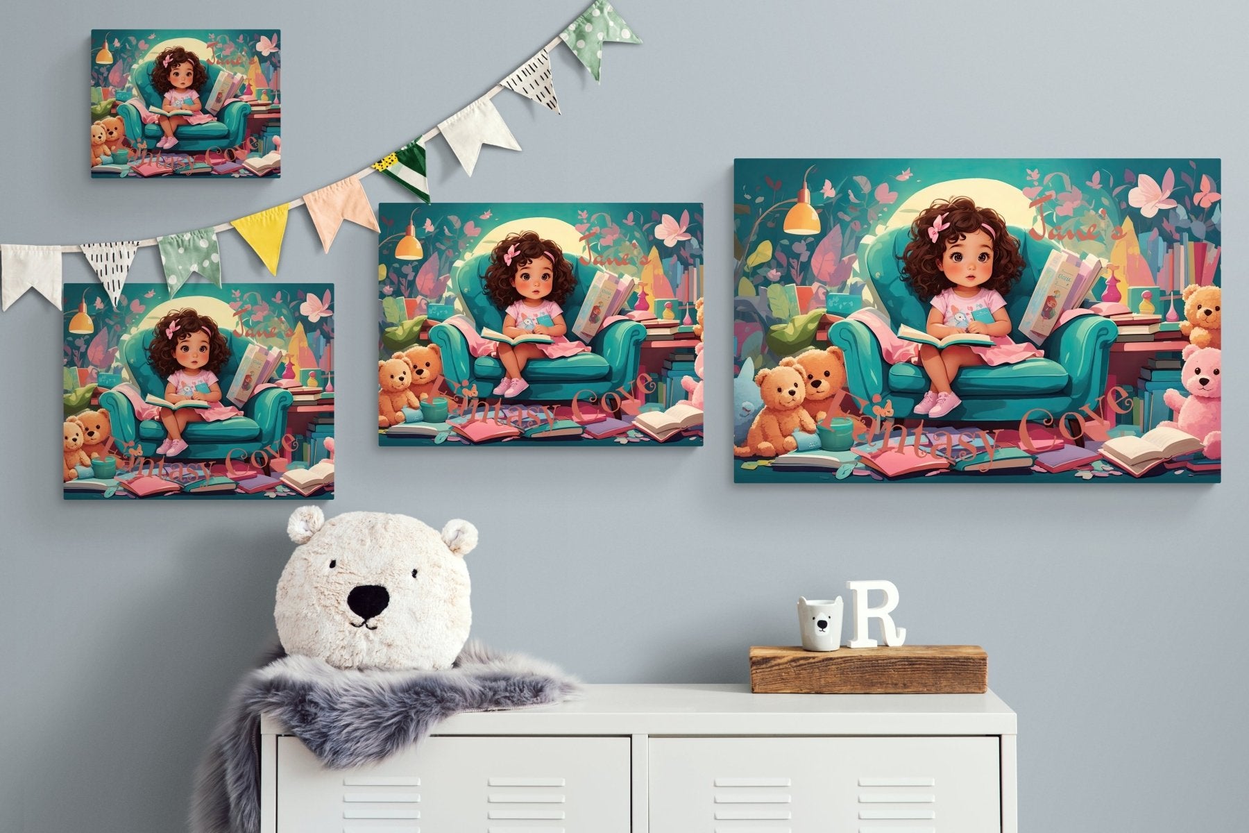 Custom Canvas Girl Reading 1, Child's Room Canvas Print, Nursery Decor, Children's Room Decor (Blank) | Janlyn's Crafts