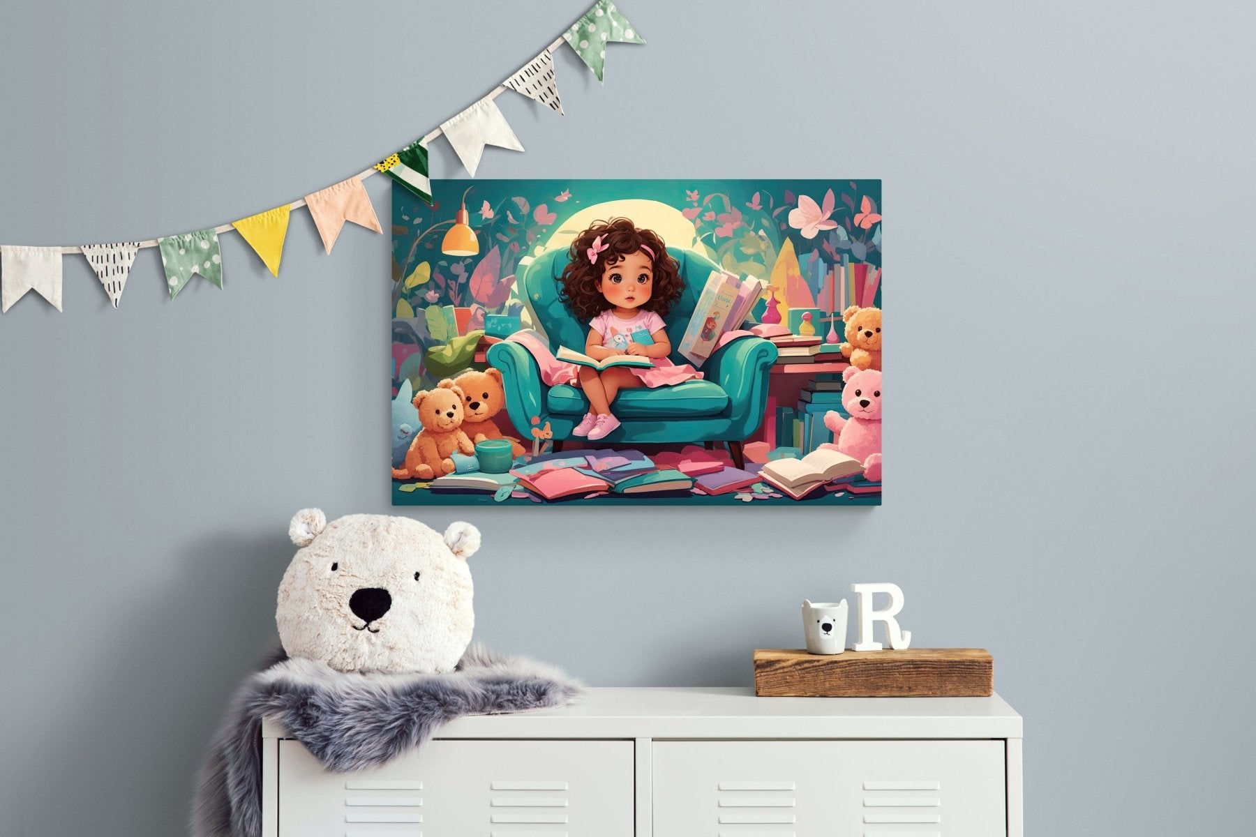 Custom Canvas Girl Reading 1, Child's Room Canvas Print, Nursery Decor, Children's Room Decor (Blank) | Janlyn's Crafts