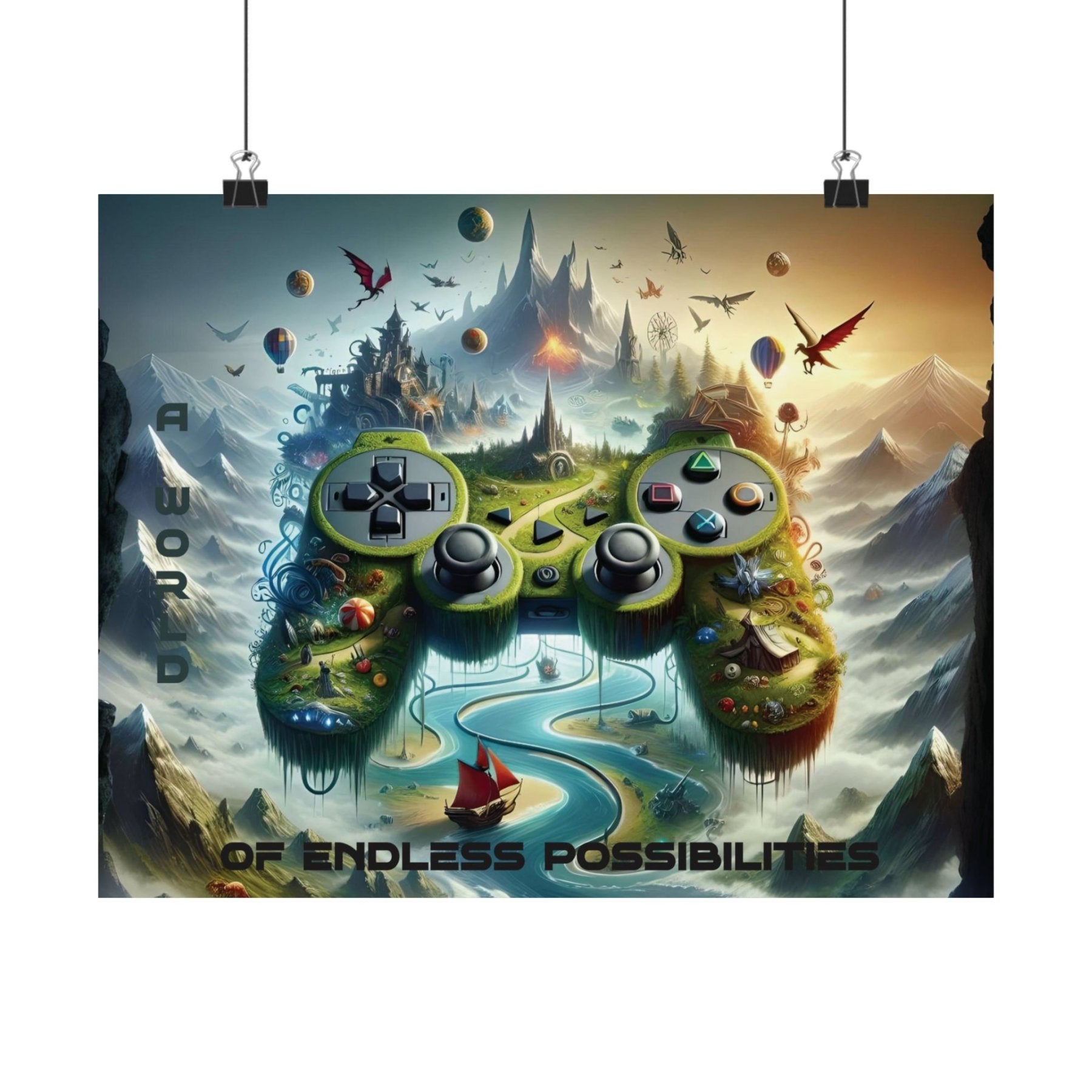 Custom Poster Gaming Wall Art Vertical, Game Room, Gaming, Game Controller Customizable (Blank) | Janlyn's Crafts