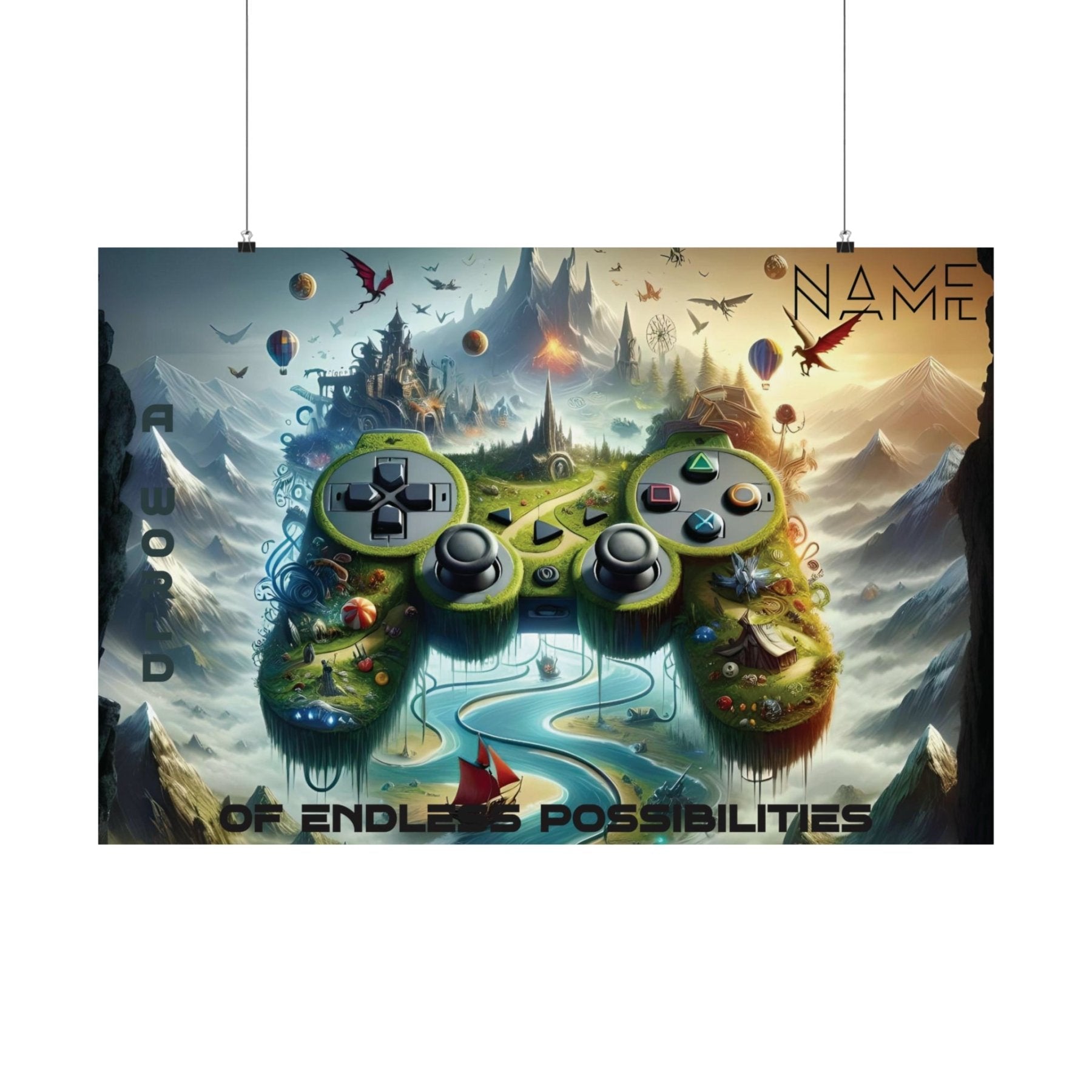 Custom Poster Gaming Wall Art Horizontal, Game Room, Gaming, Game Controller Customizable (Name) | Janlyn's Crafts