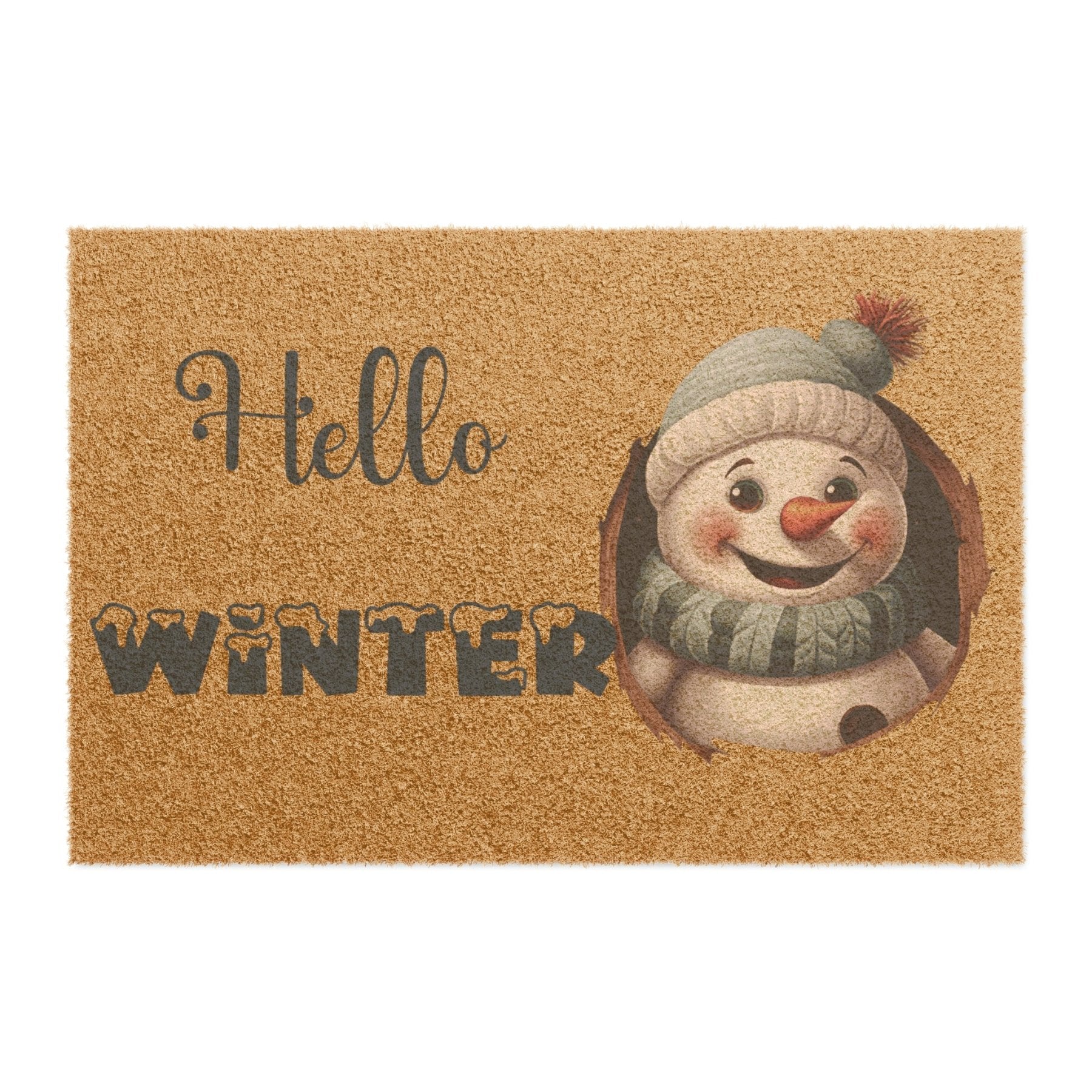 Doormat, Door Mat, Snowman, Winter, Hello Winter Blue - Janlyn's Crafts