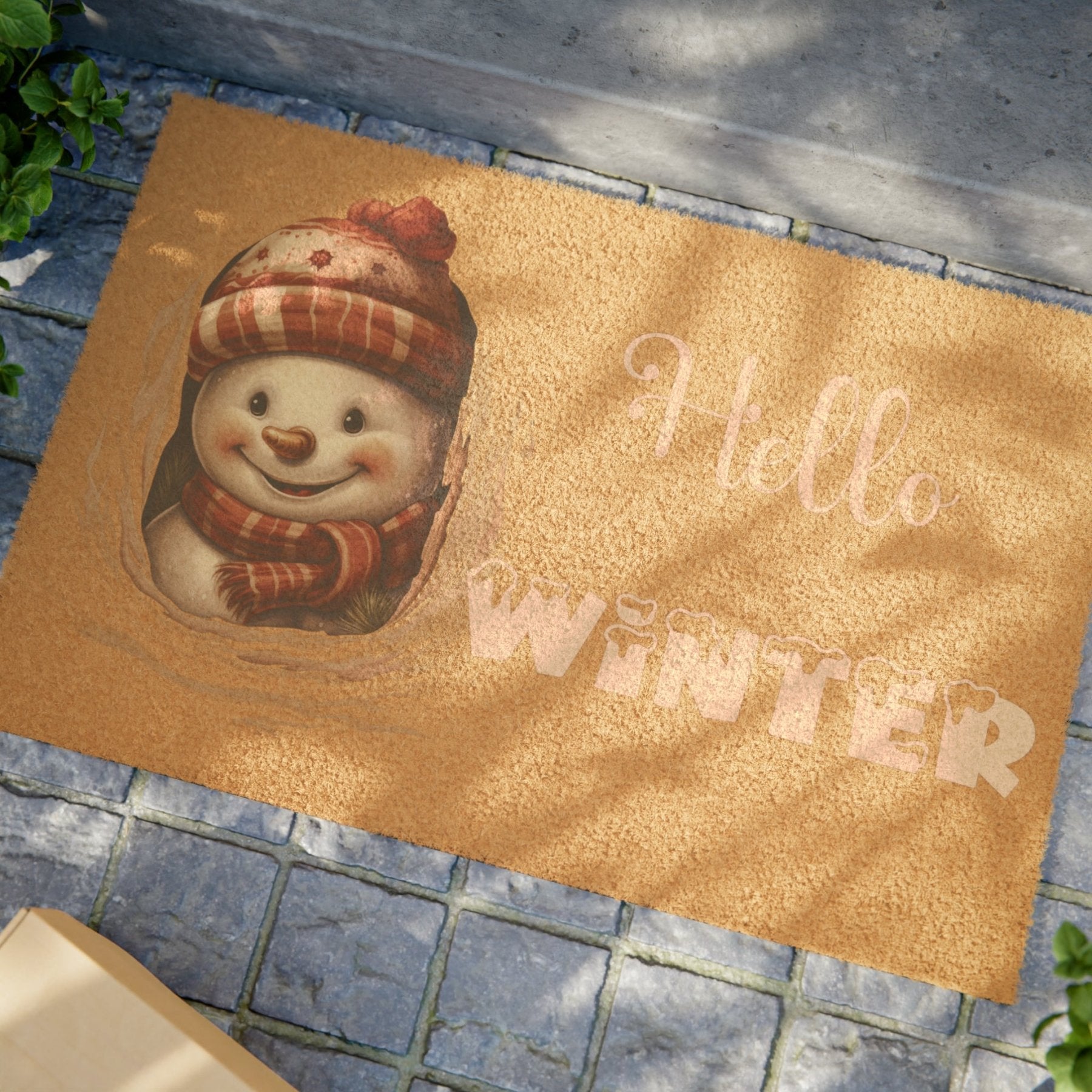 Doormat, Door Mat, Snowman, Winter, Hello Winter White, Snowman 3 - Janlyn's Crafts