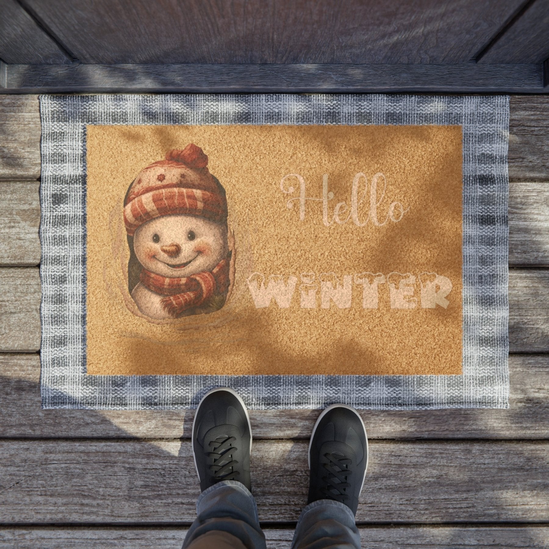 Doormat, Door Mat, Snowman, Winter, Hello Winter White, Snowman 3 - Janlyn's Crafts