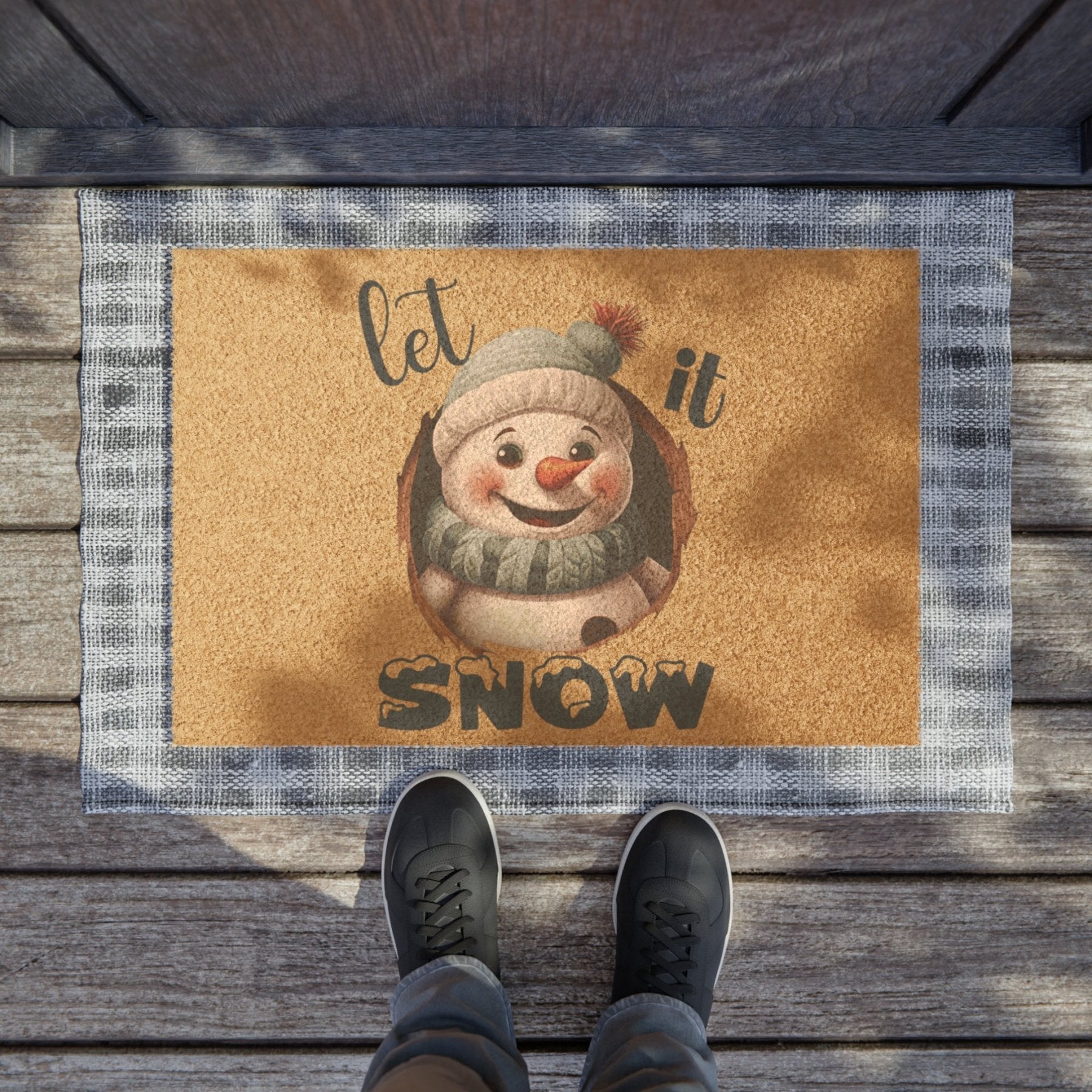 Doormat, Door Mat, Snowman, Winter, Let it Snow Blue 1, Snowman 1 - Janlyn's Crafts